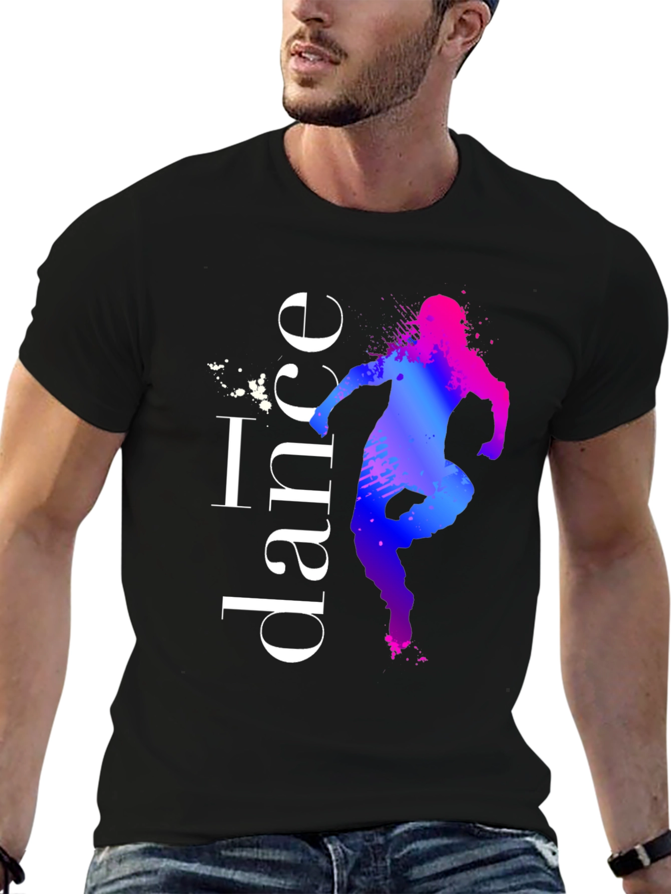 Black I Dance T-Shirt - Artistic Dancer Silhouette Tee view 6