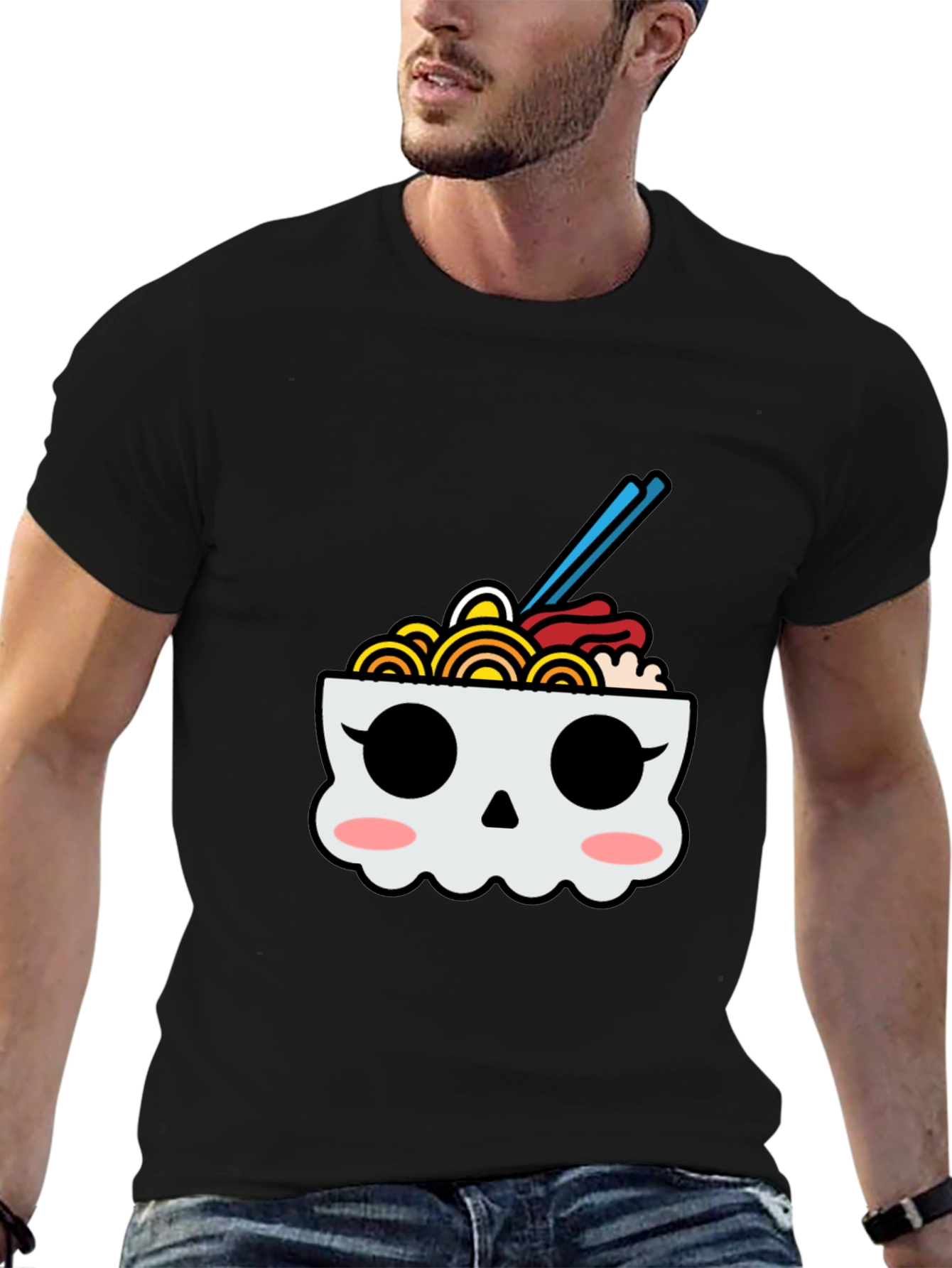 Ramen Skull Graphic Tee - Kawaii Foodie T-Shirt - 6