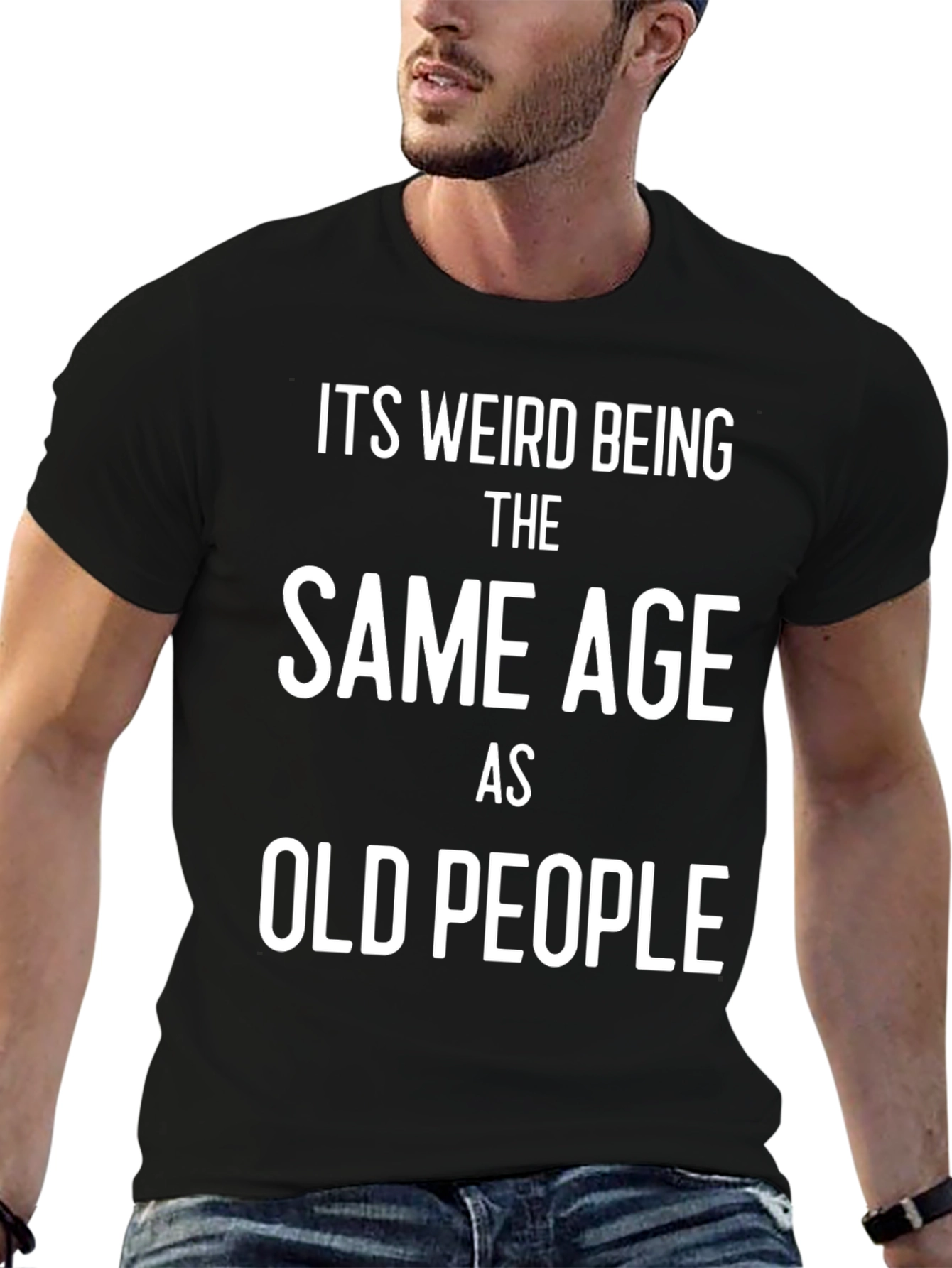 Black Funny 'Same Age As Old People' Black T-Shirt view 6
