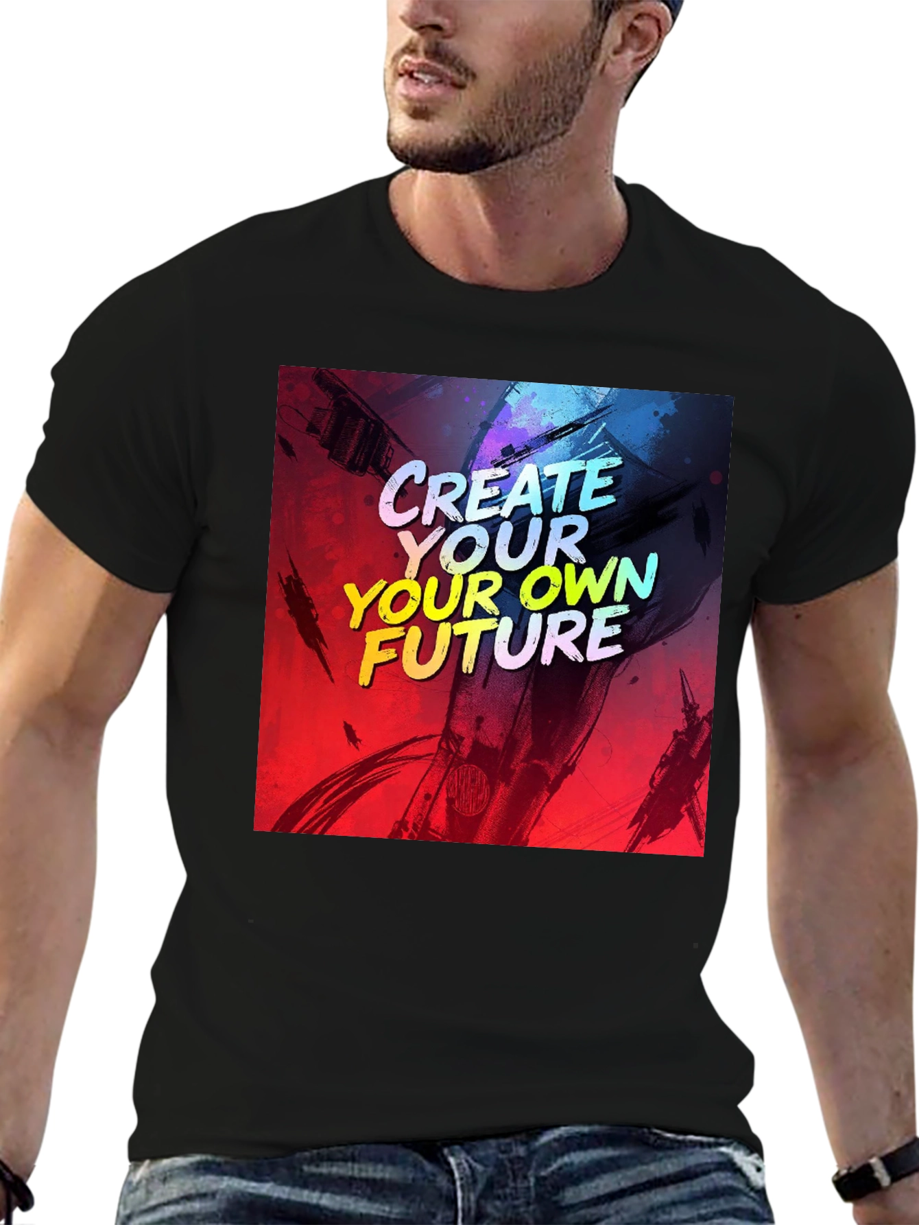 Black Create Your Own Future Graphic Tee - Black view 6