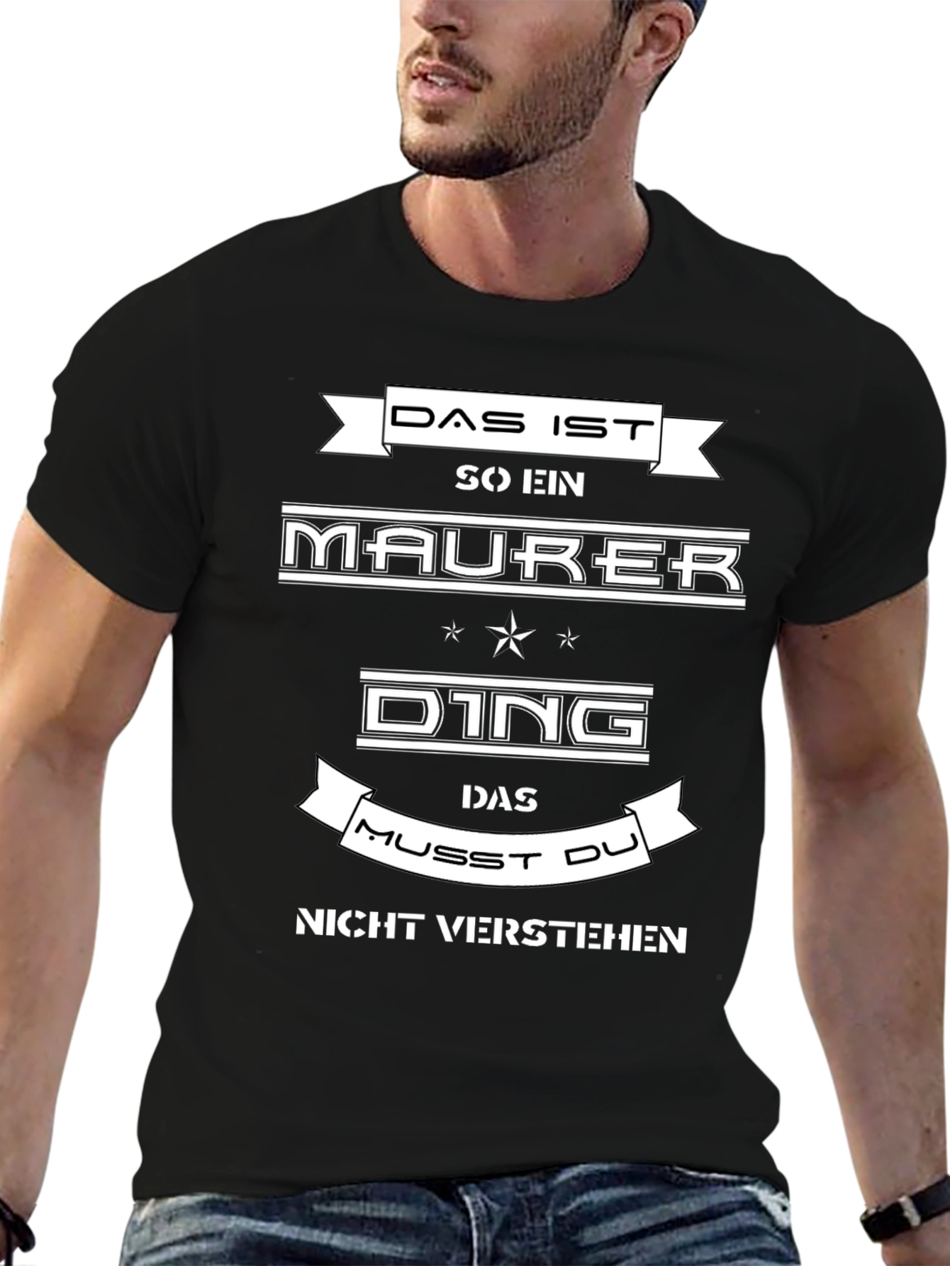 Black Das Ist Maurer Ding T-Shirt - Funny German Bricklayer Tee view 6