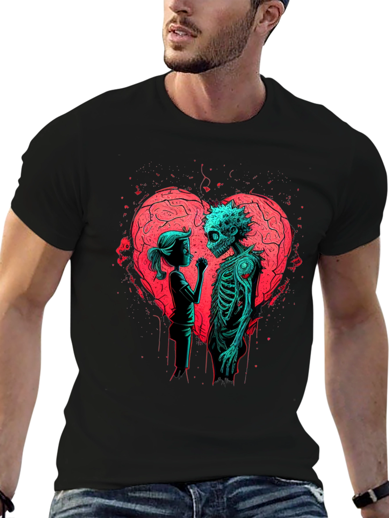 Black Zombie Love Graphic T-Shirt - Halloween, Spooky Season view 6