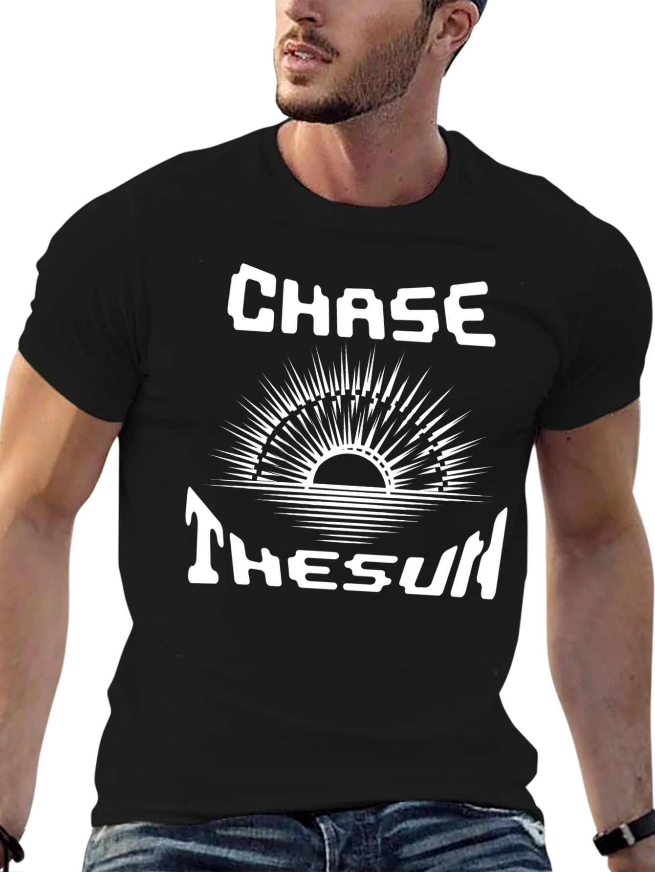 Black Chase the Sun Graphic Tee - Stylish Black T-Shirt view 6