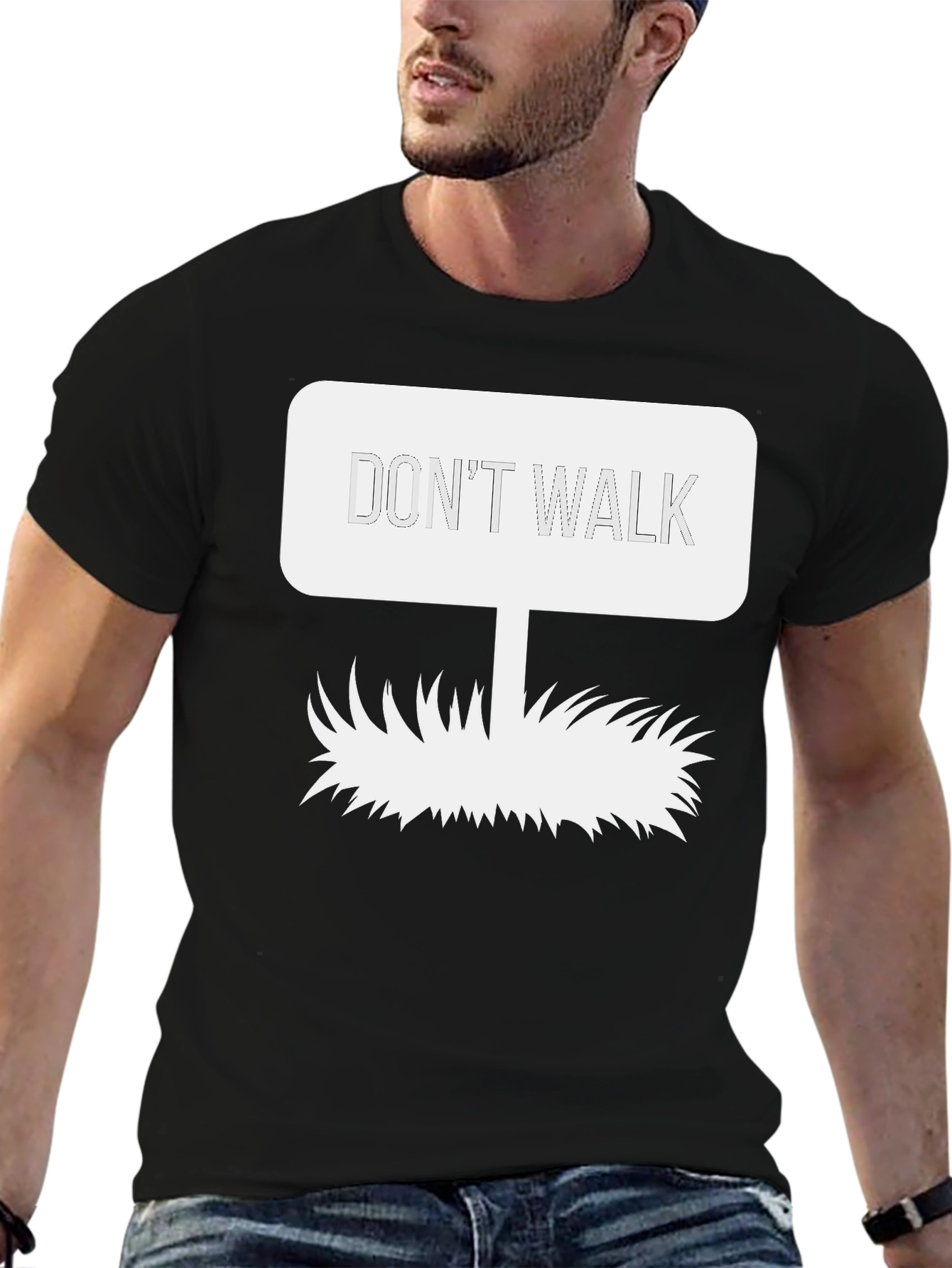 Black Don't Walk Graphic Tee - Black Cotton Blend view 6