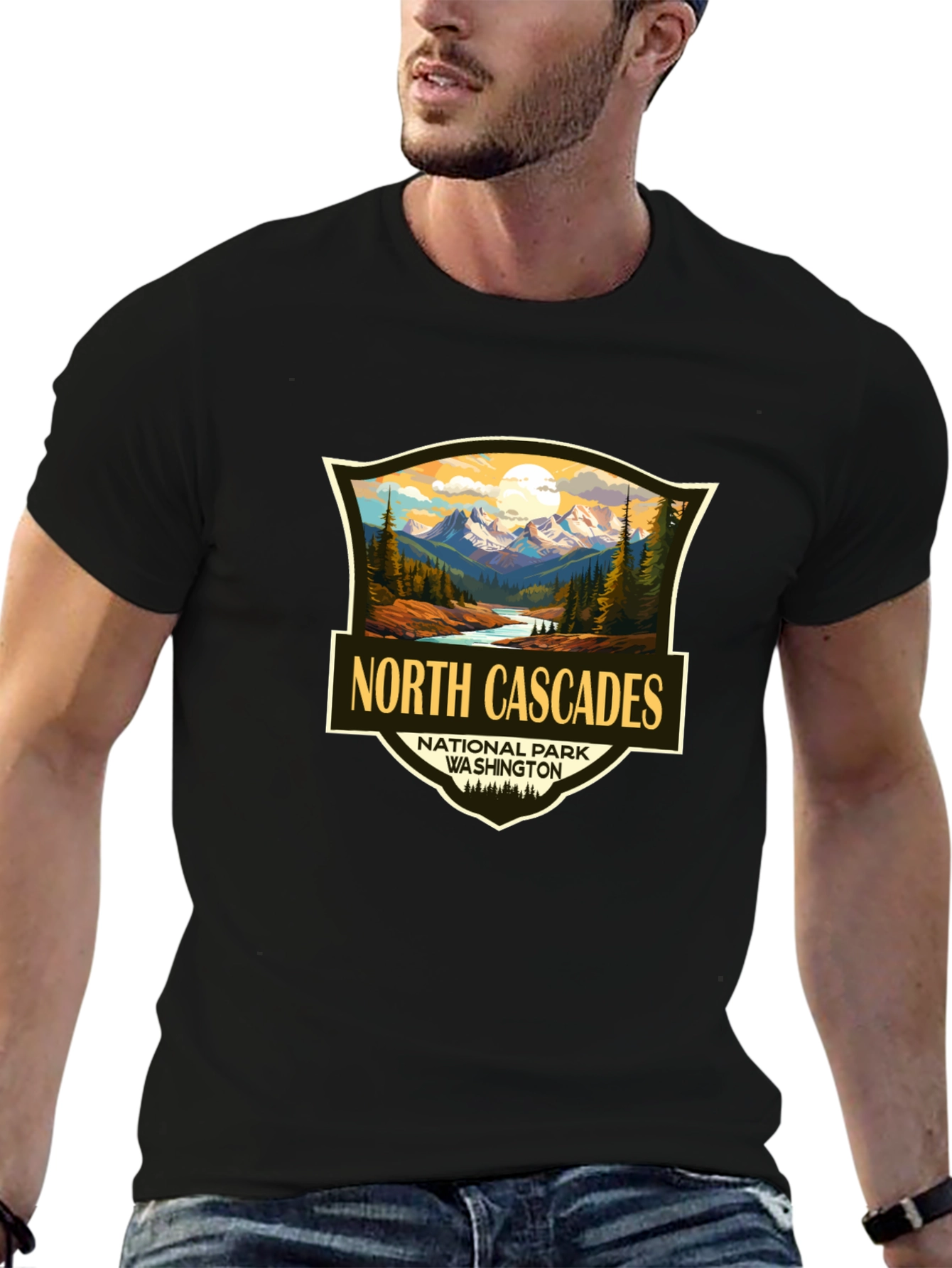 Black North Cascades National Park T-Shirt view 6