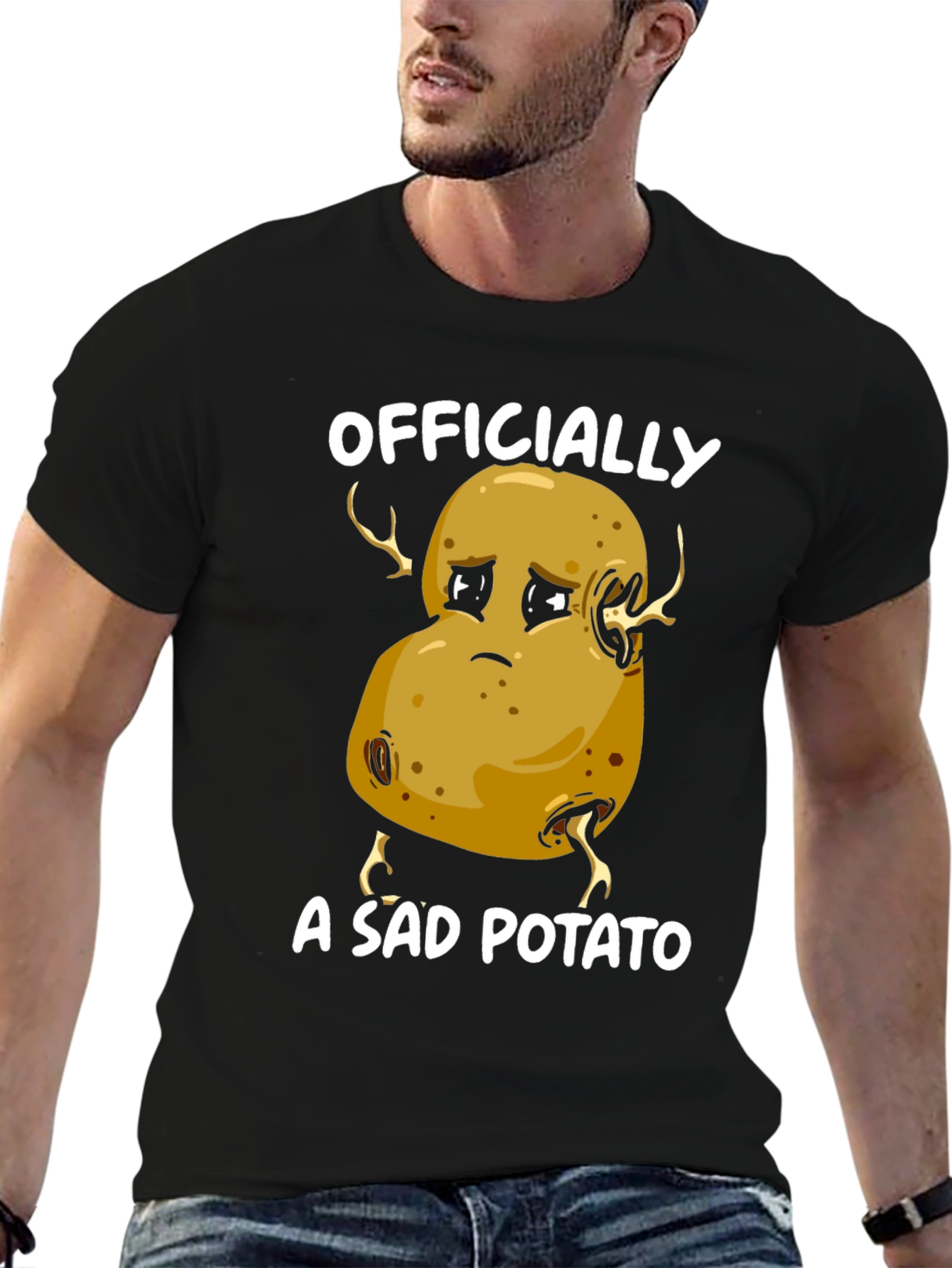 Black Sad Potato Graphic T-Shirt - Funny Unisex Tee view 6