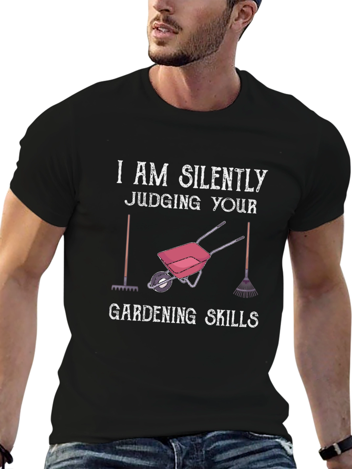 Black Funny Gardening Skills T-Shirt view 6