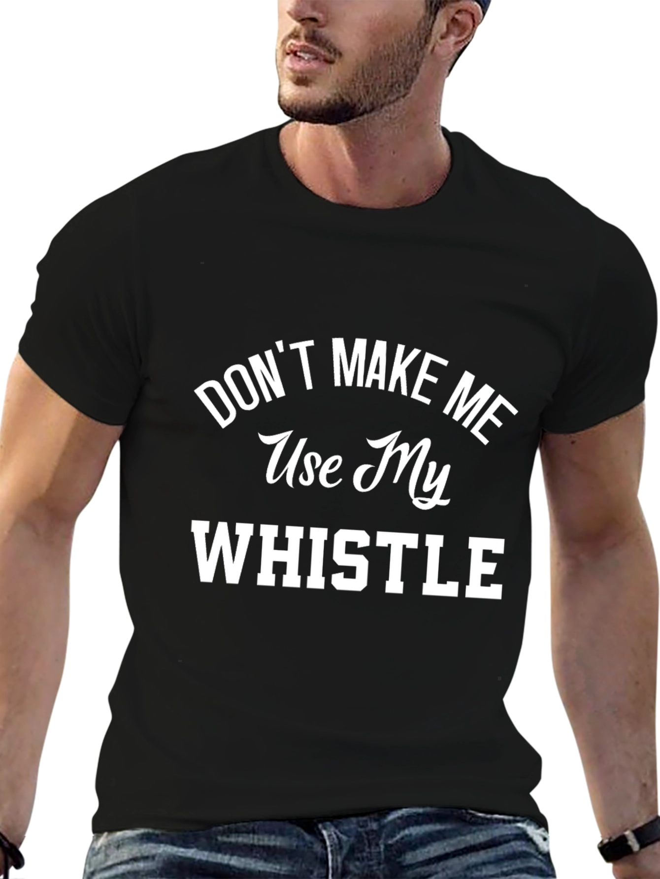 Black Don't Make Me Use My Whistle Graphic T-Shirt view 6