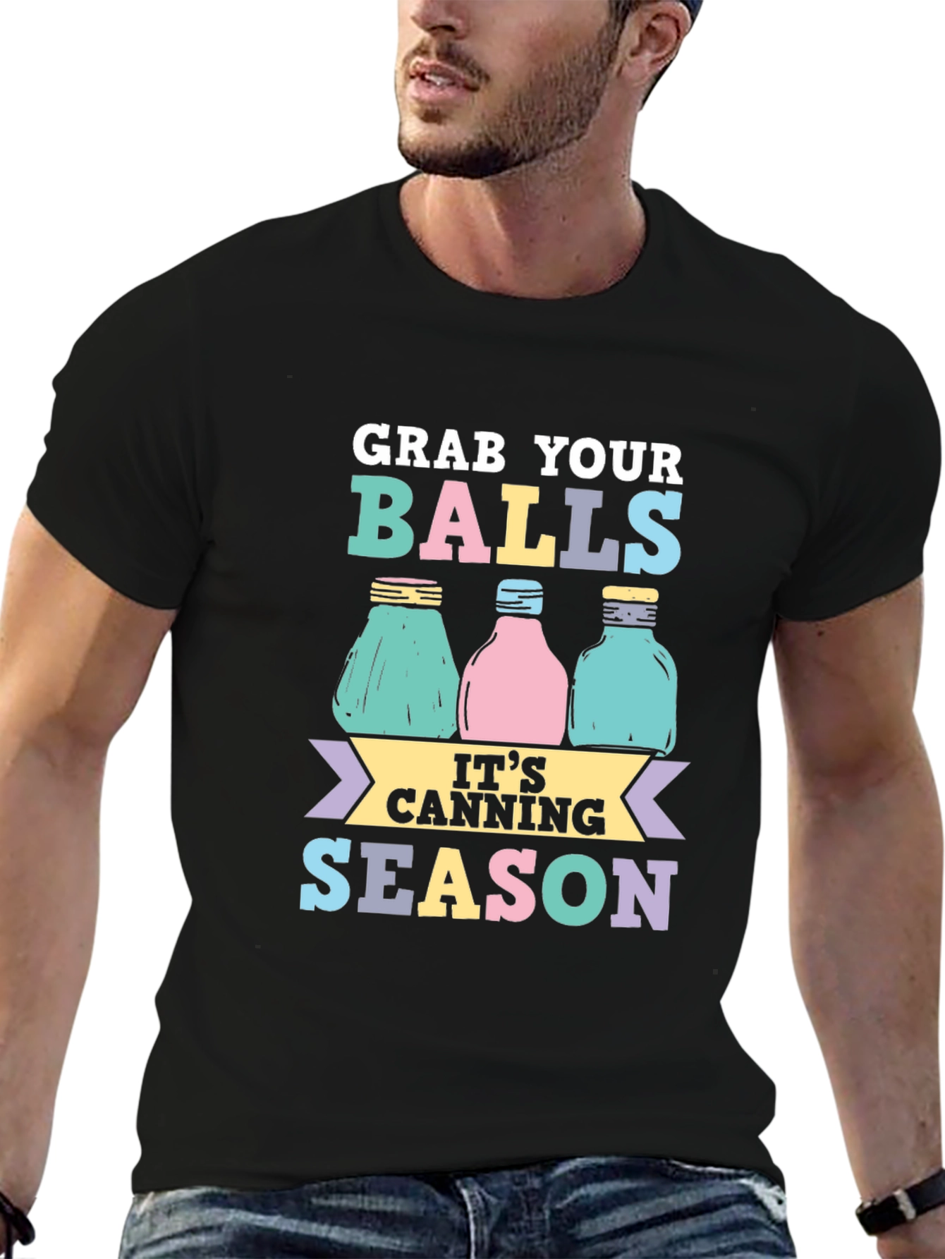 Black Grab Your Balls Canning Season T-Shirt view 6