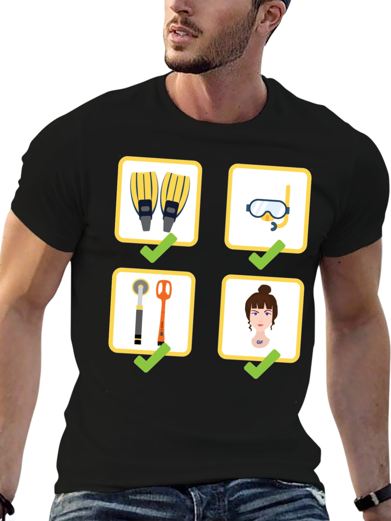 Black Diving Checklist T-Shirt - Dive Essentials Tee view 6