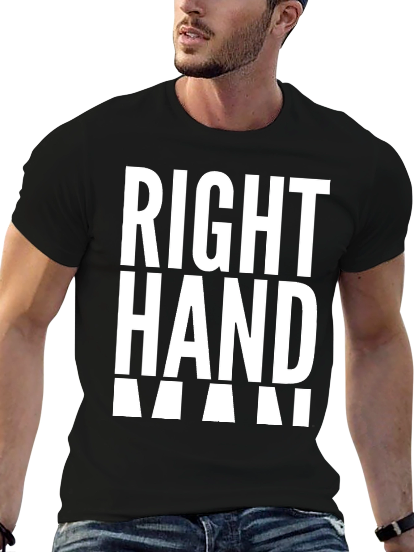 Black Right Hand Man Graphic Tee - Black Cotton Blend view 6
