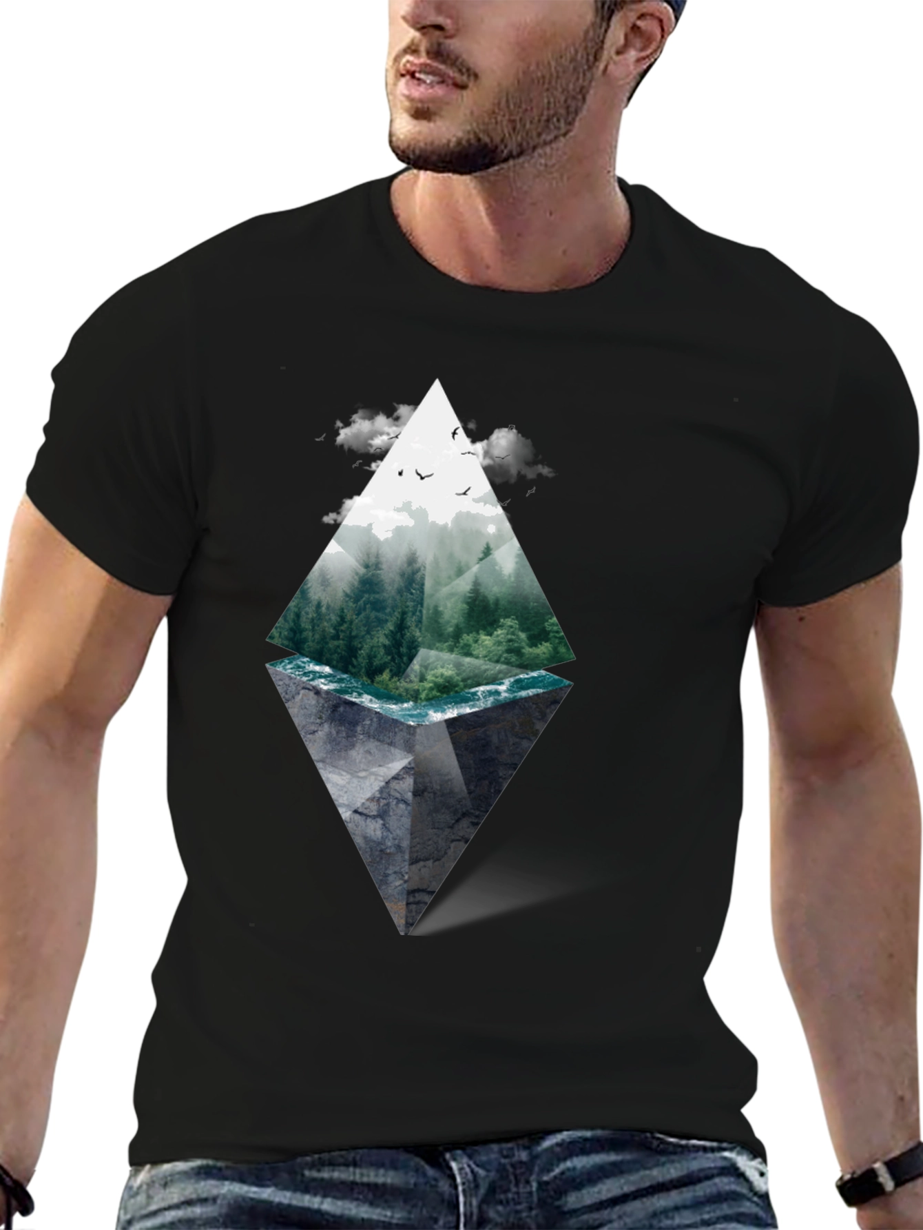 Black Nature Diamond Graphic Tee - Black view 6