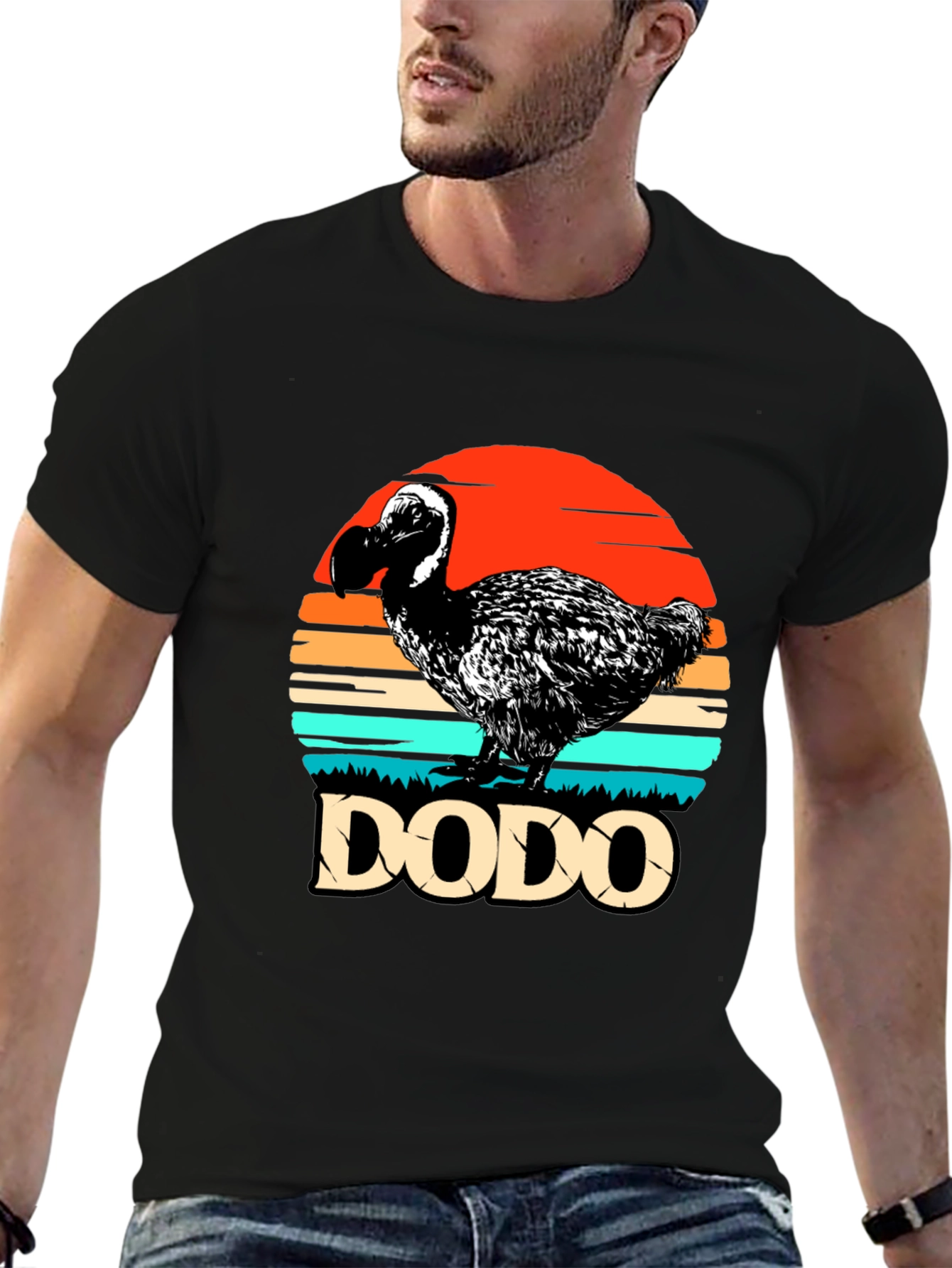 Black Retro Dodo Bird T-Shirt view 6