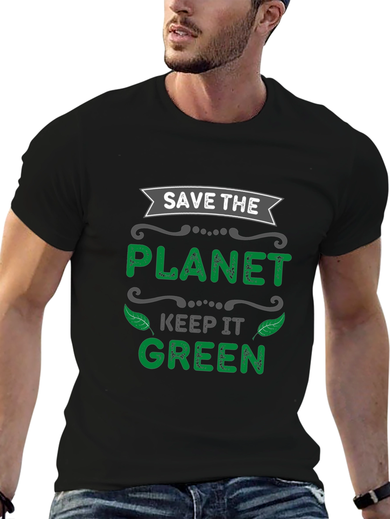 Black Eco-Friendly Save the Planet Graphic Tee view 6