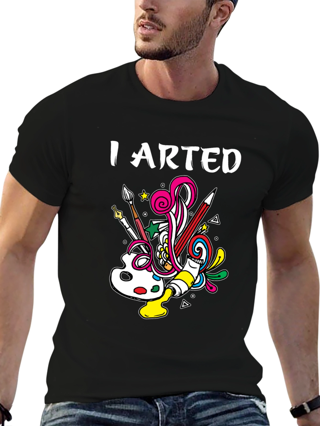 Black I Arted T-Shirt - Creative Design view 6