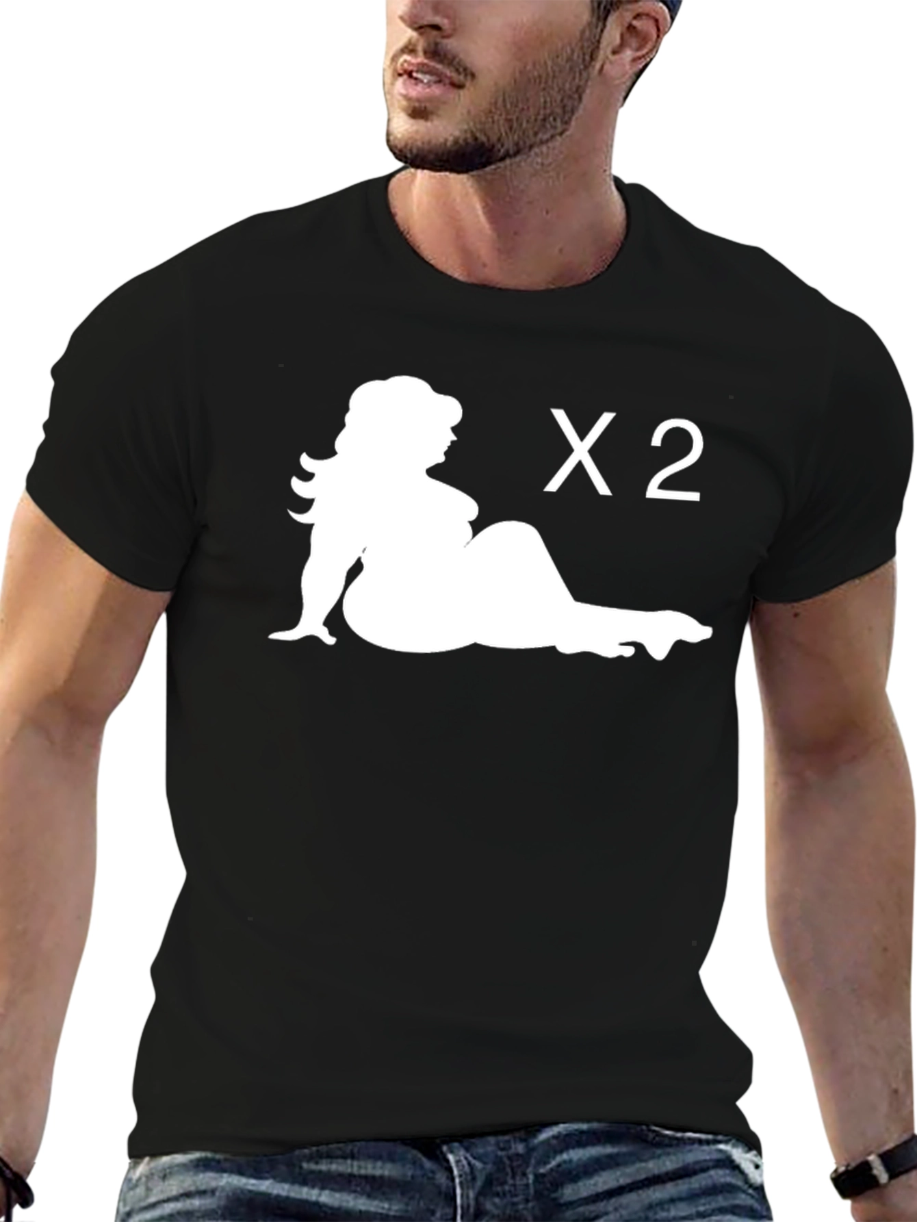Black Humorous Plus Size Tee - Curvy Woman X2 view 6