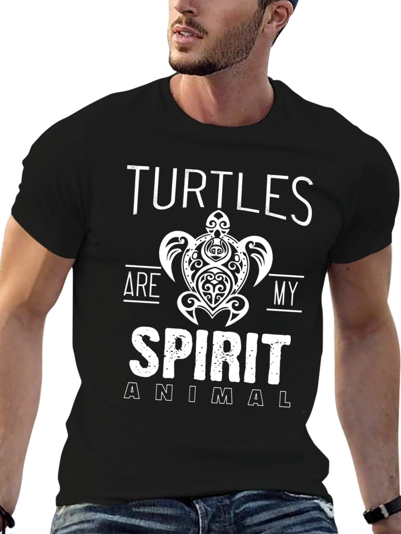 Black Turtle Spirit Animal Graphic Tee - Soft Cotton Blend view 6