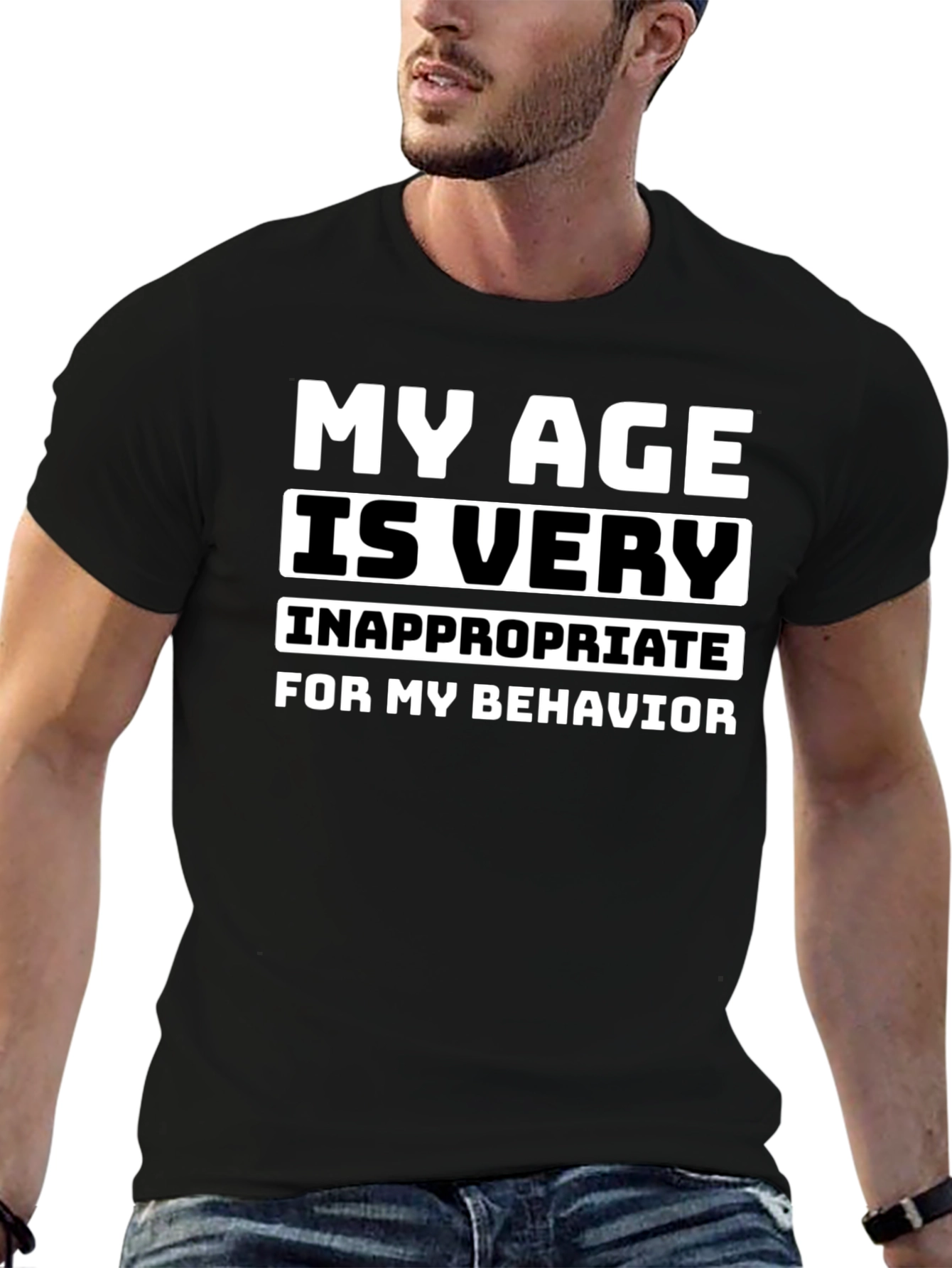 Black My Age is Very Inappropriate T-Shirt view 6