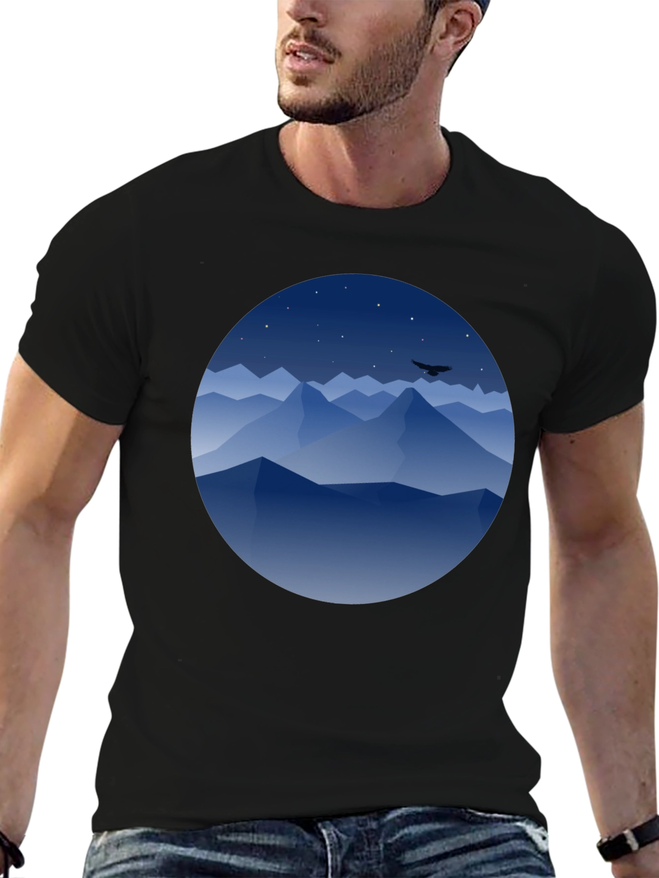 Mountains at Night Graphic Tee - Black - 6