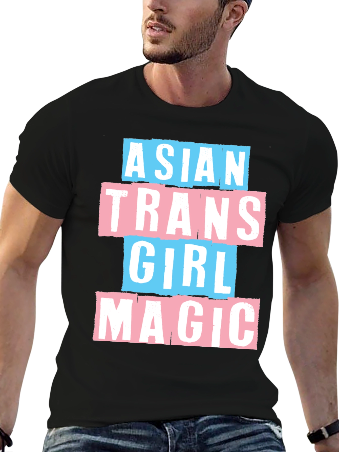 Black Asian Trans Girl Magic Tee view 6