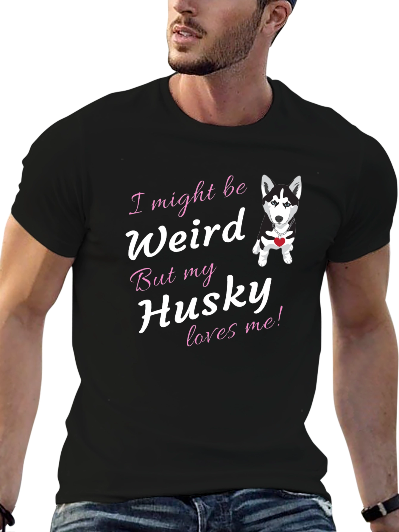 Black Weird Husky Lover T-Shirt view 6
