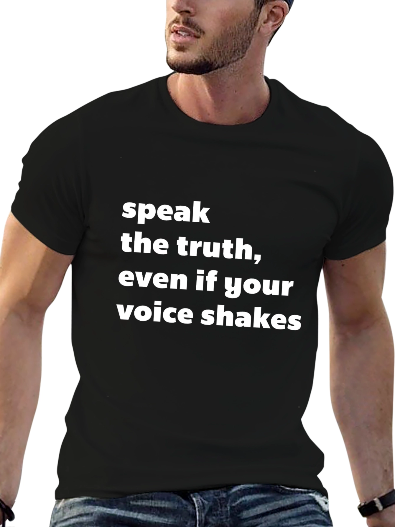 Black Truth Speak Tee - Motivational Black T-Shirt view 6