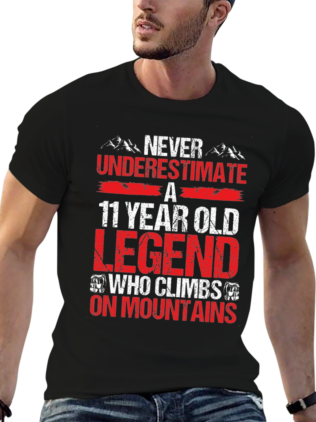 Black 11 Year Old Legend T-Shirt: Climbs Mountains view 6