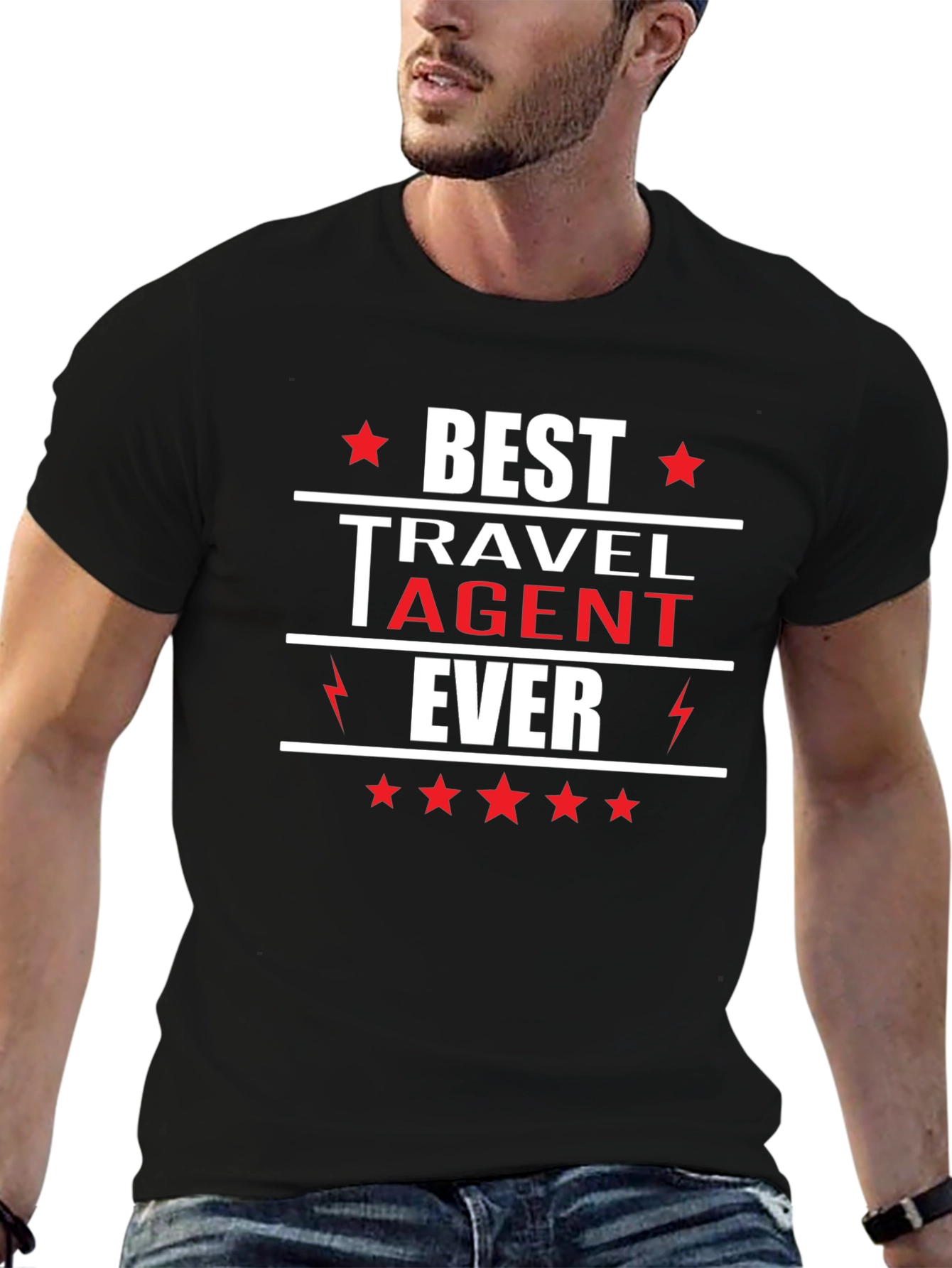 Black Best Travel Agent Ever T-Shirt, Black view 6