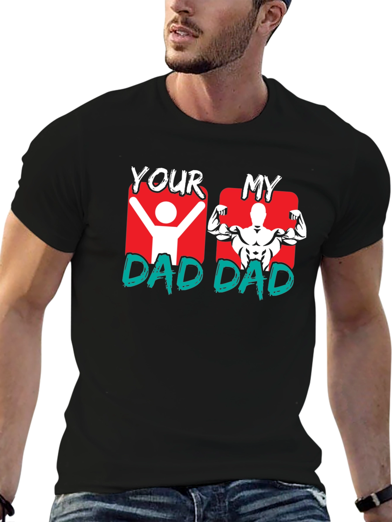 Black Your Dad vs. My Dad Graphic T-Shirt view 6