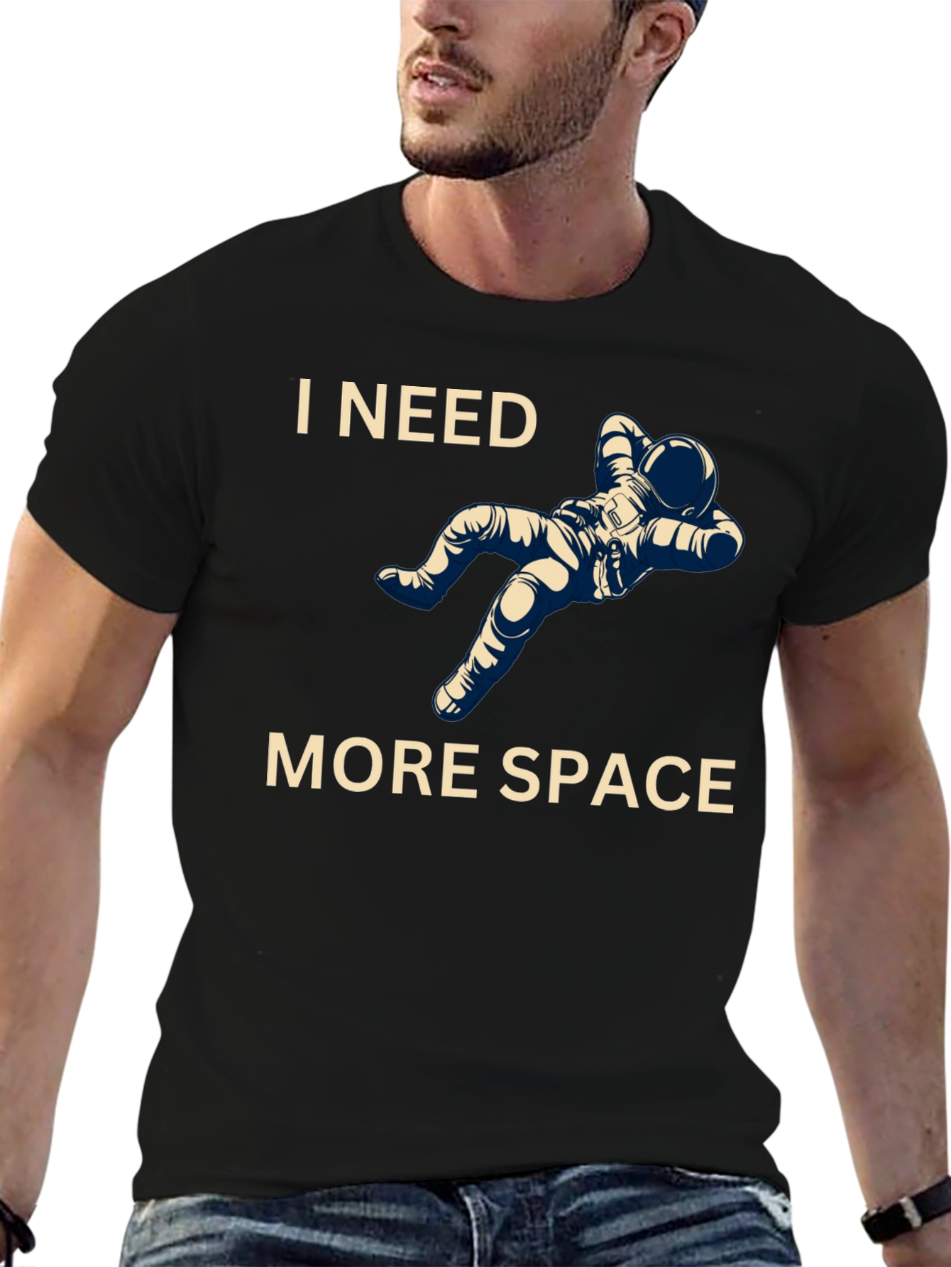 Black I Need More Space T-Shirt Astronaut Graphic Tee view 6