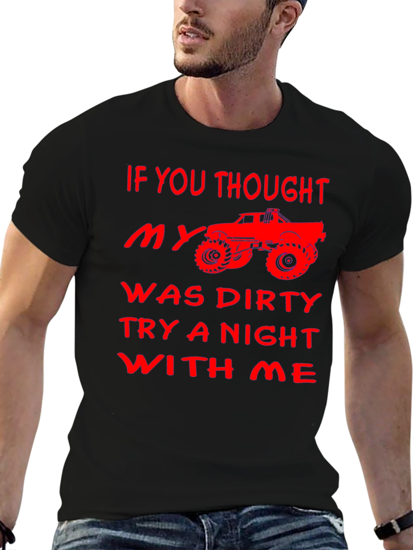 Black Funny Dirty Truck T-Shirt view 6