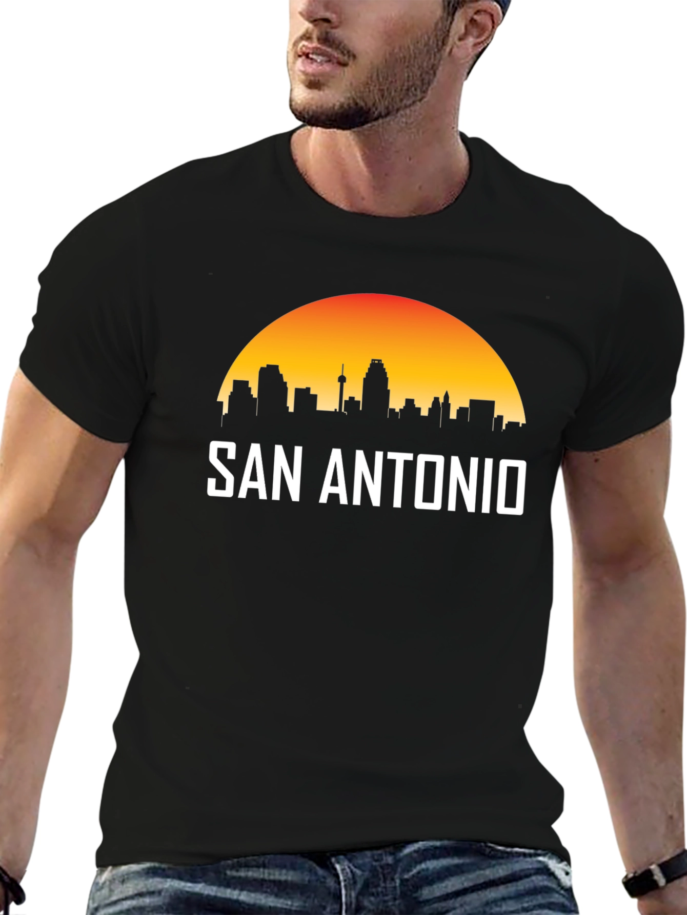 Black San Antonio Skyline Graphic T-Shirt view 6