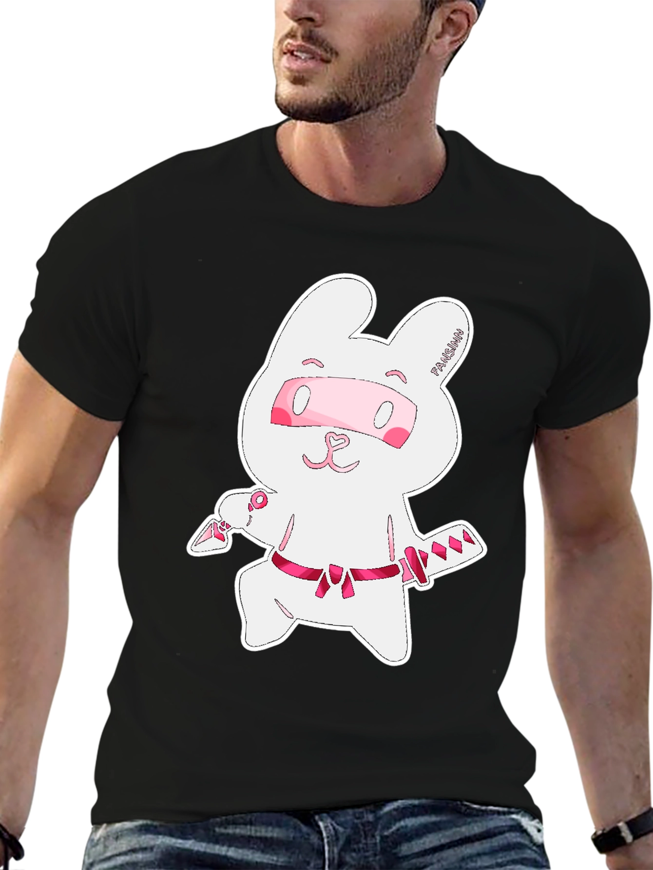 Black Ninja Rabbit Graphic T-Shirt - Unisex view 6