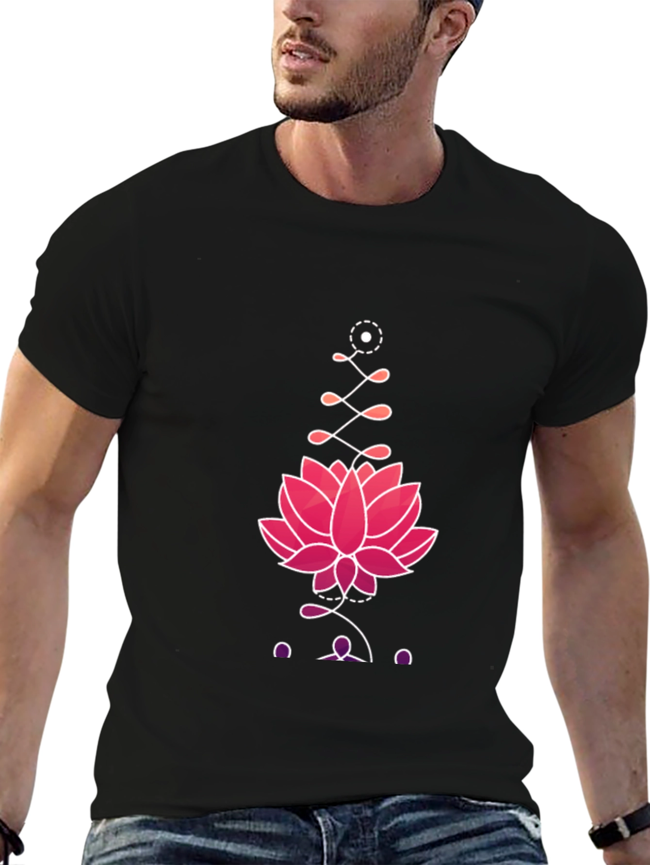 Black Lotus Graphic Print Tee - Black view 6