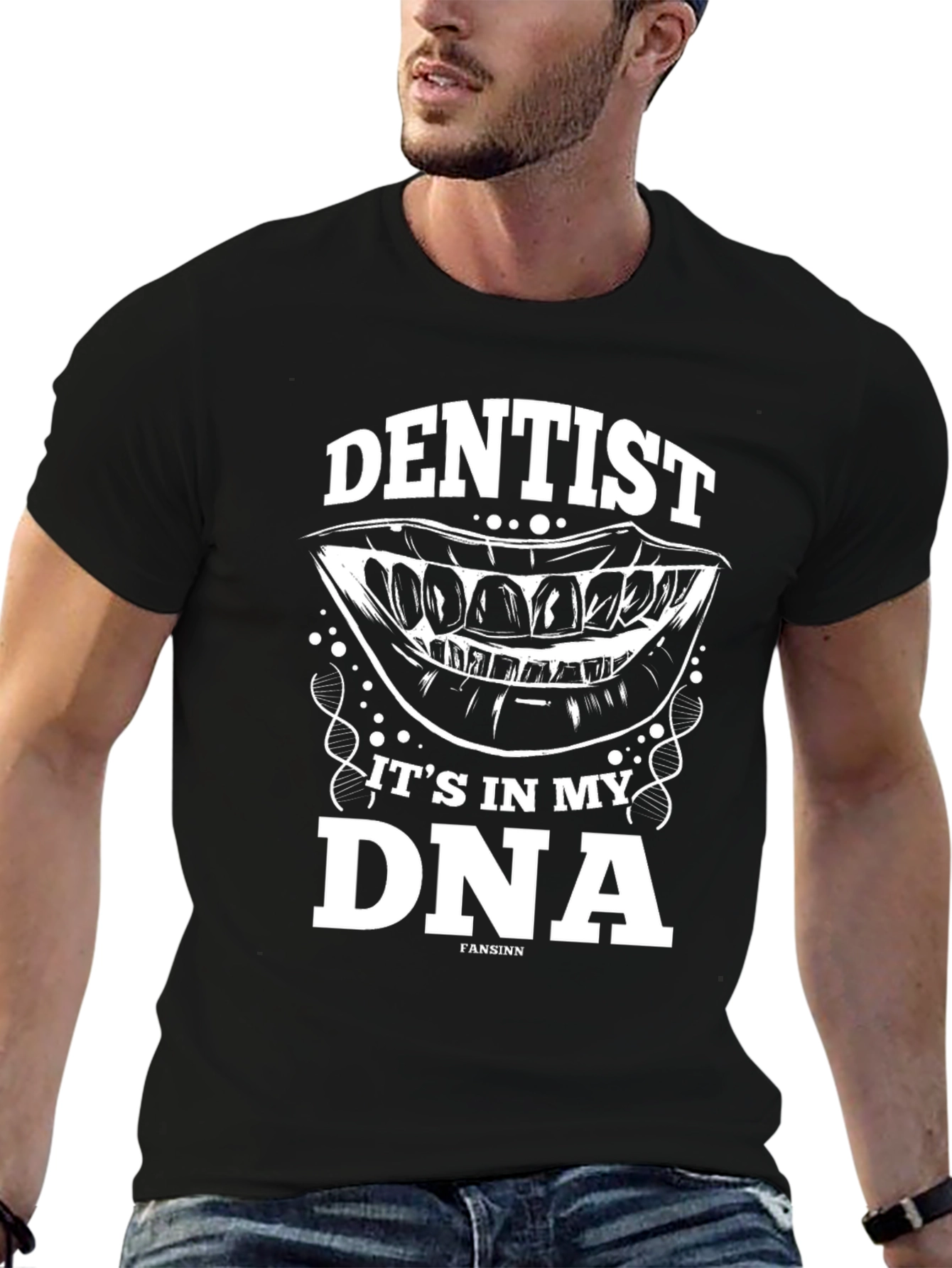 Black Dentist DNA Graphic T-Shirt - Unique Gift for Dental Professionals view 6