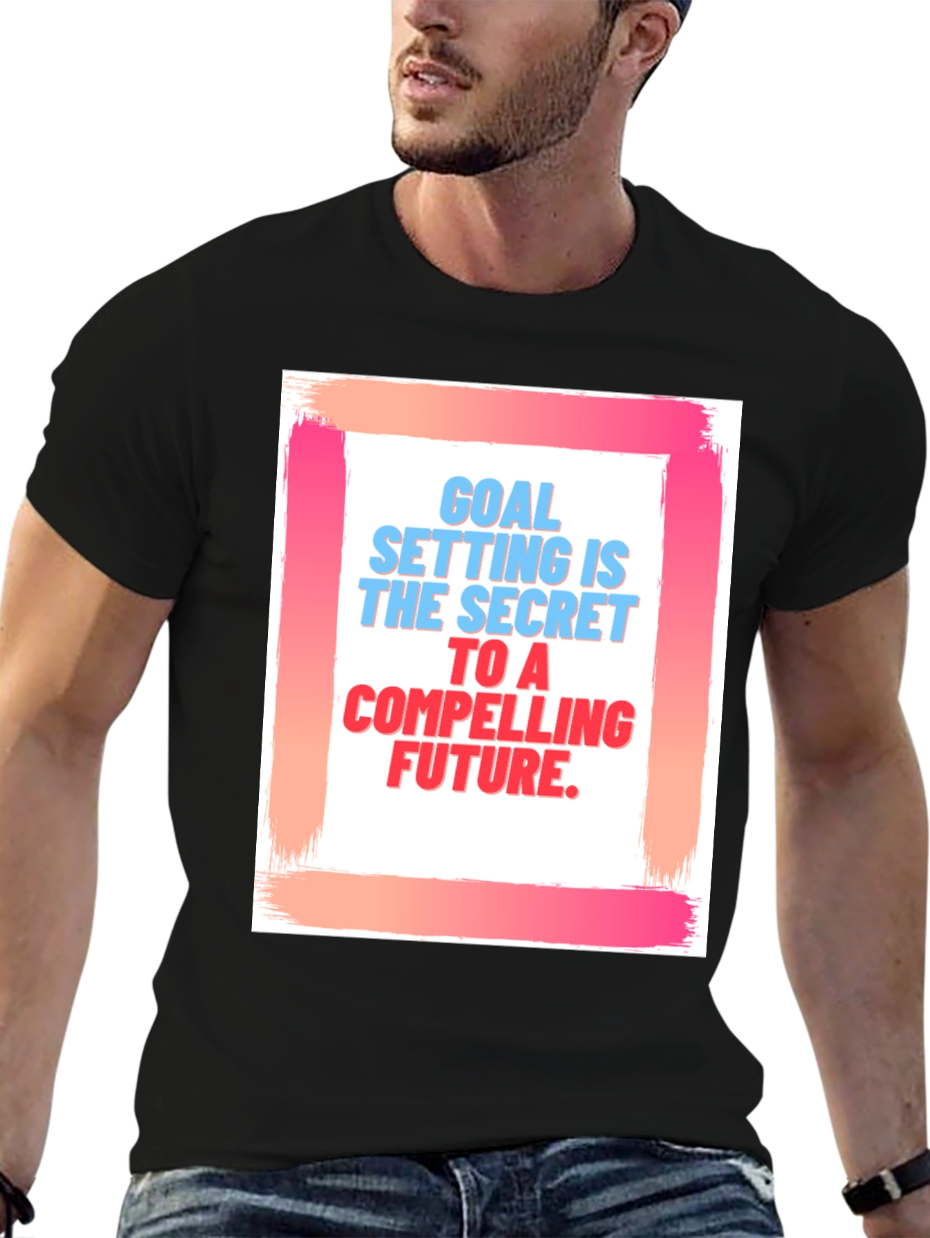Black Goal Setting T-Shirt - Compelling Future Motivation Tee view 6