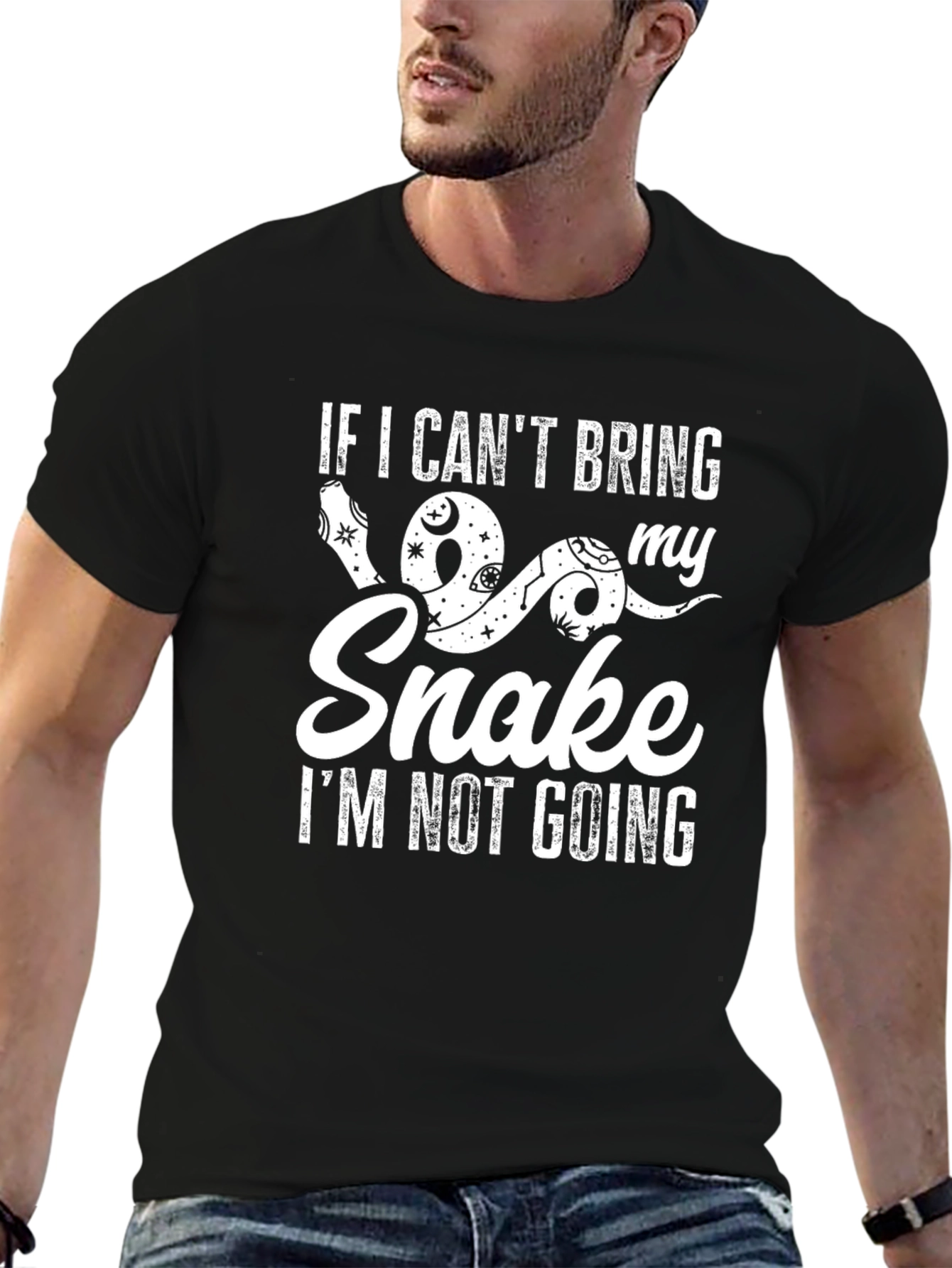 Black Snake Lover Graphic Tee - If I Can't Bring My Snake T-Shirt view 6