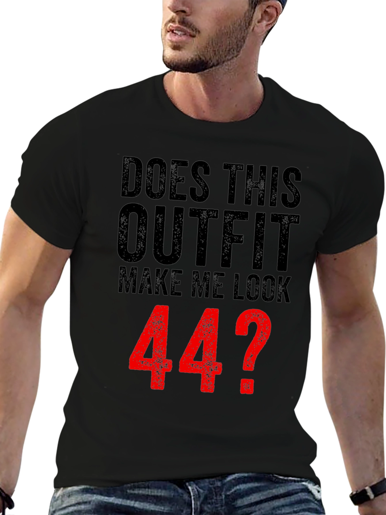 Black Funny 44th Birthday Outfit T-Shirt  view 6