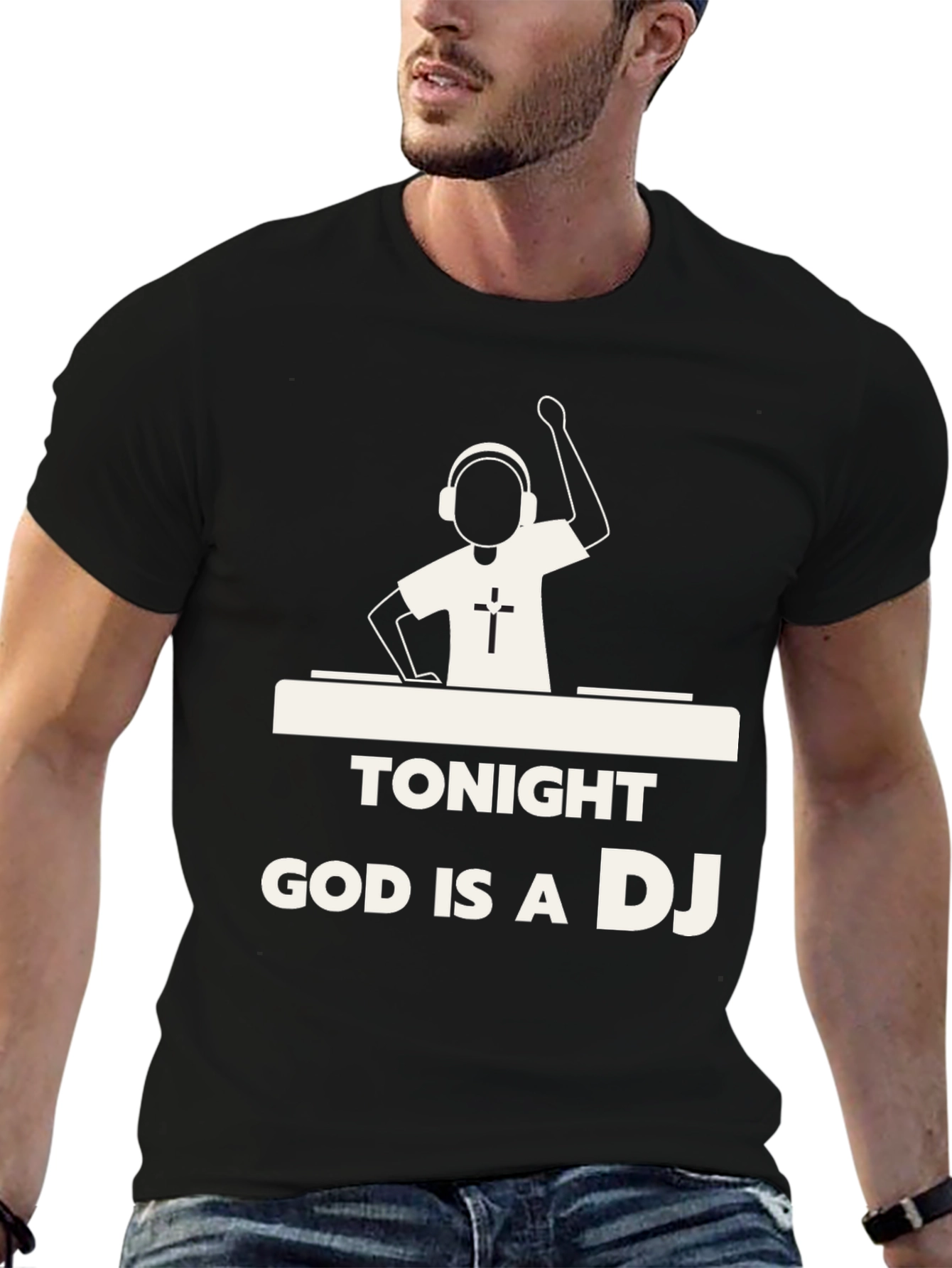 Black Tonight God is a DJ T-Shirt - Christian Music Lover Tee view 6