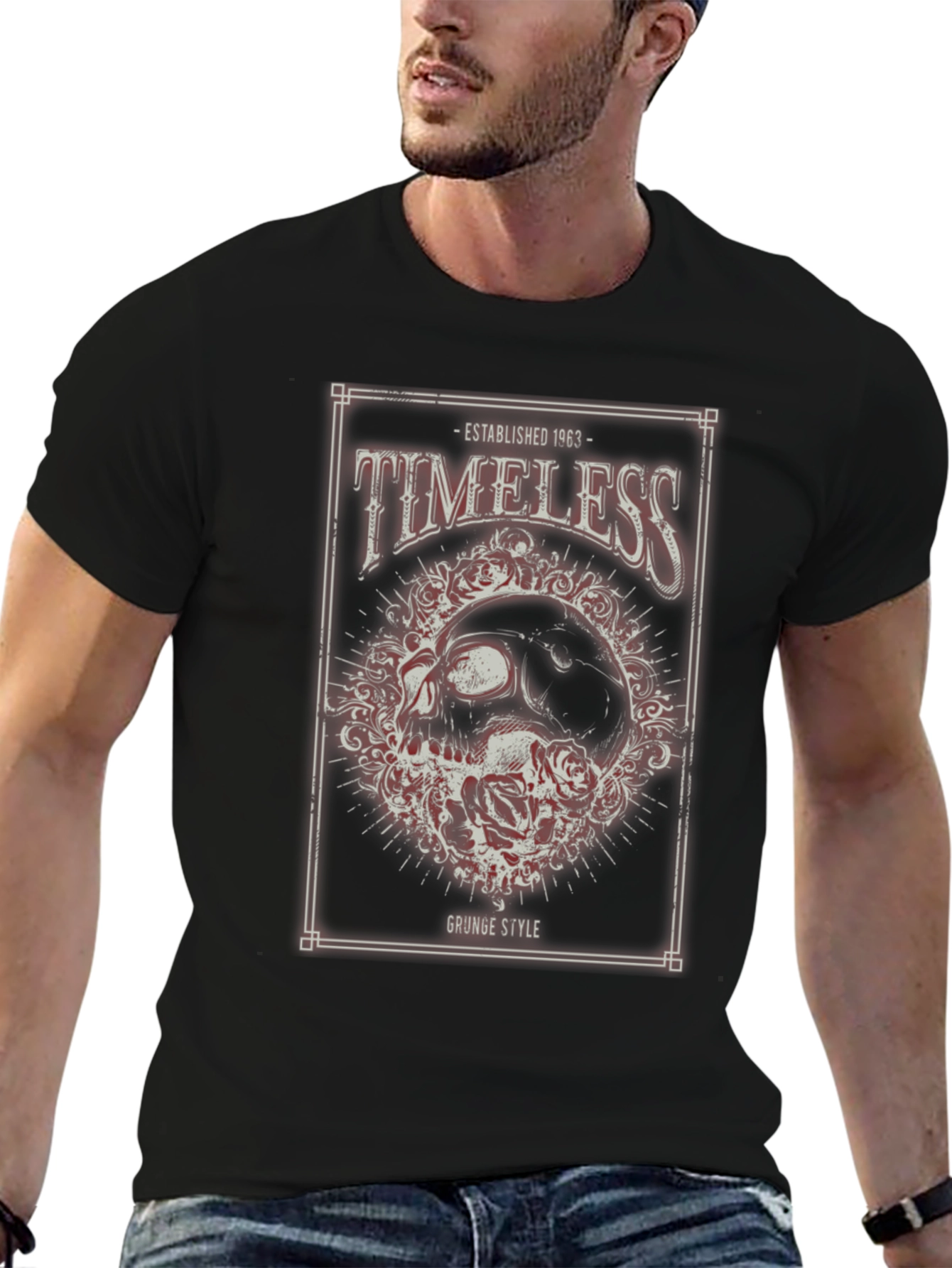 Timeless Grunge Style Skull Graphic T-Shirt - 6