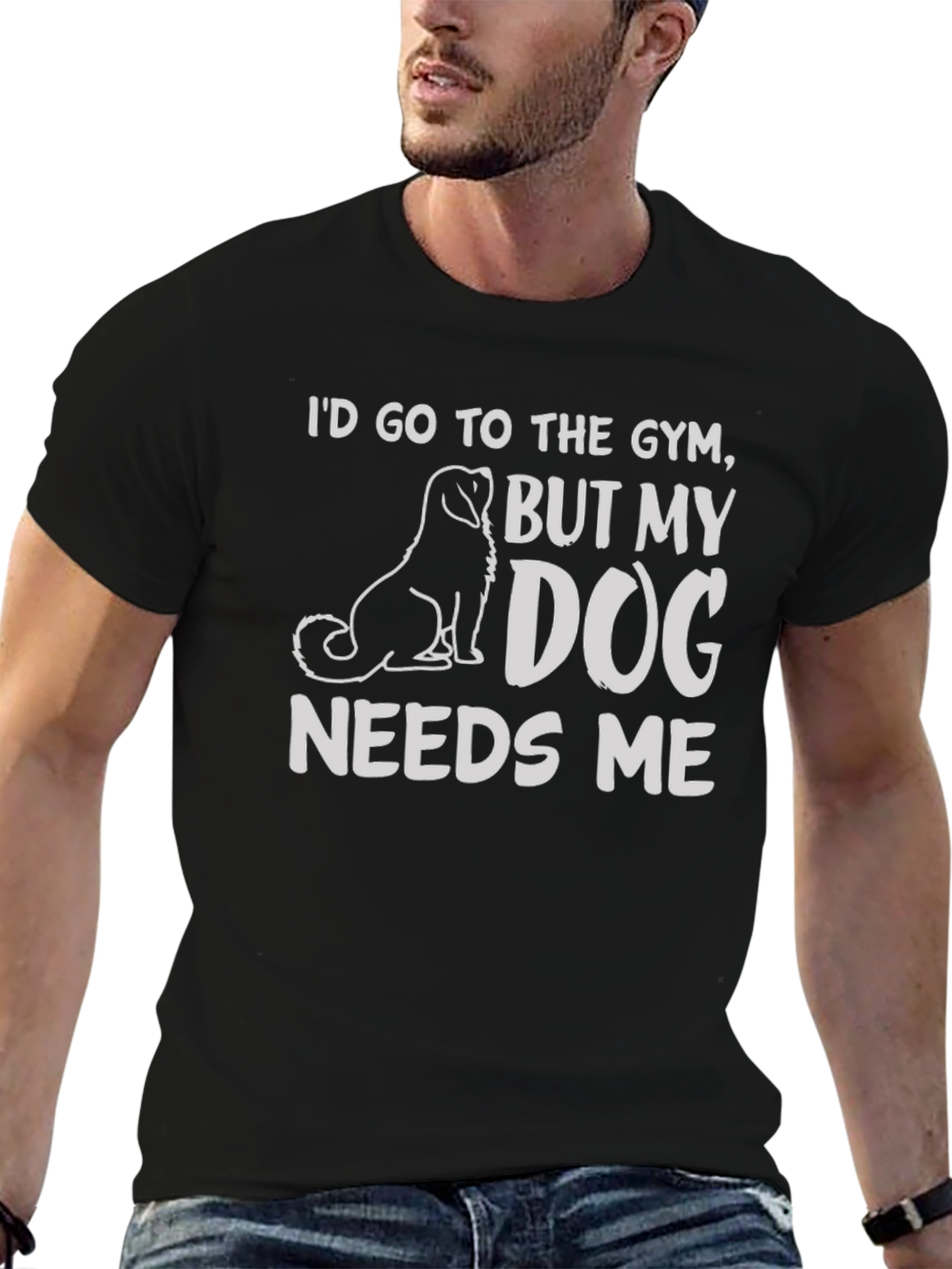 Black Dog Needs Me T-Shirt - Gym Humor Tee view 6