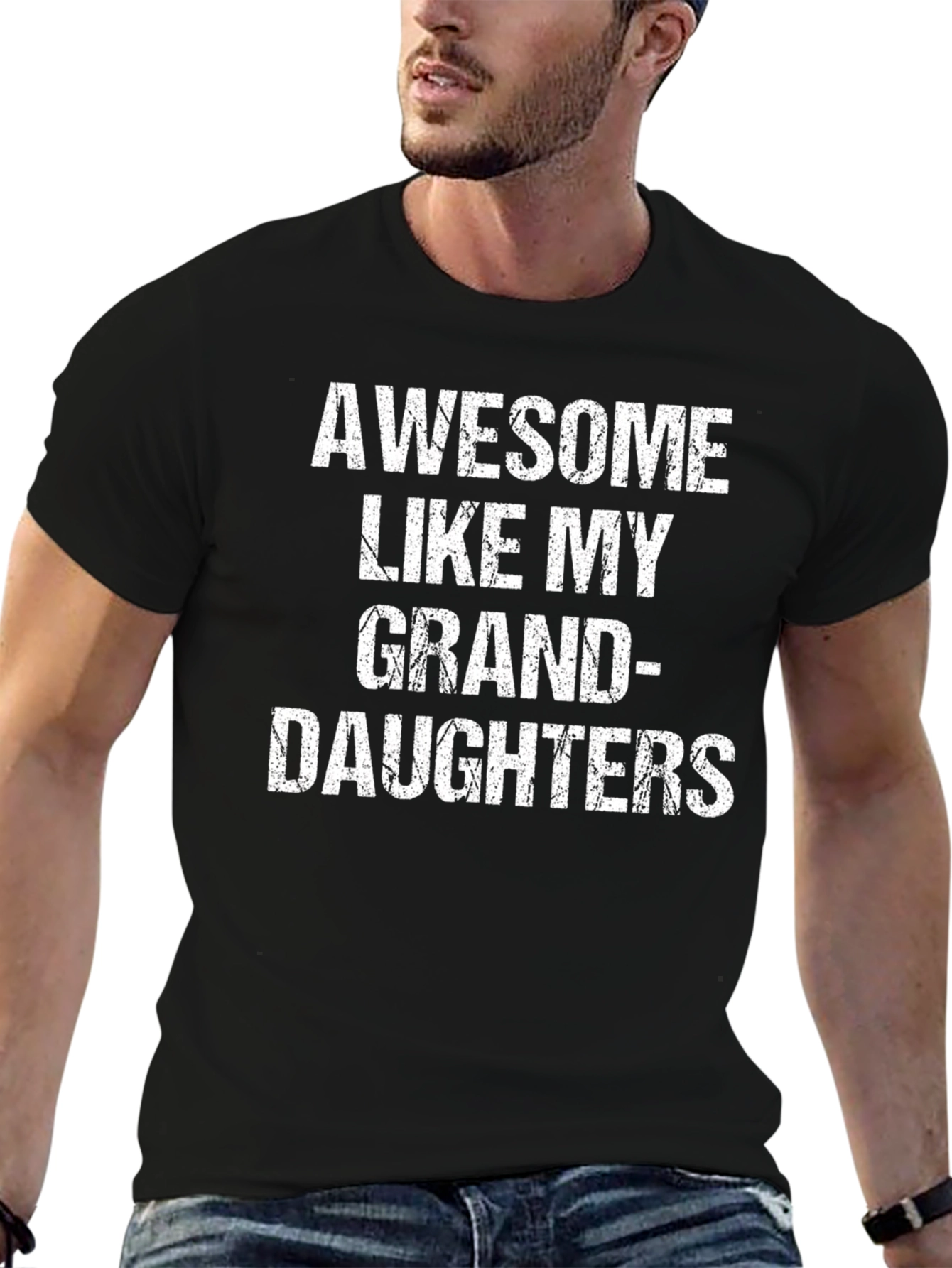 Black Awesome Like My Granddaughters Men's Tee view 6