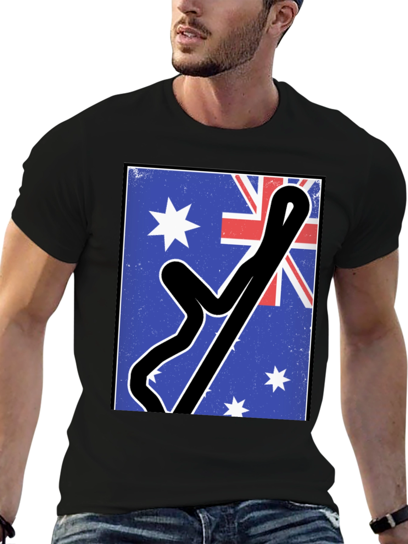 Black Australian Flag Racing Track Tee view 6