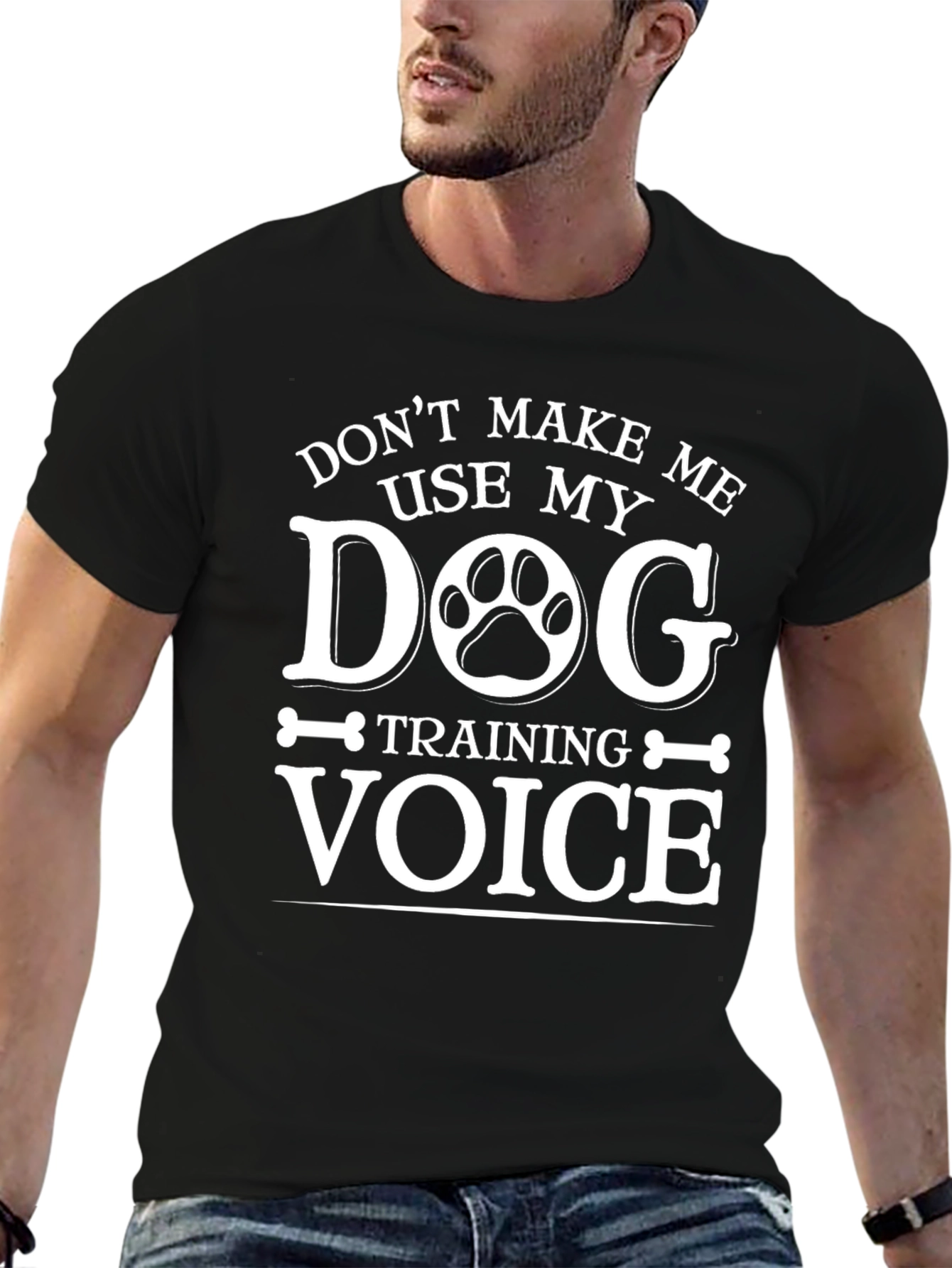 Black Dog Training Voice T-Shirt - Funny Dog Lover Tee view 6