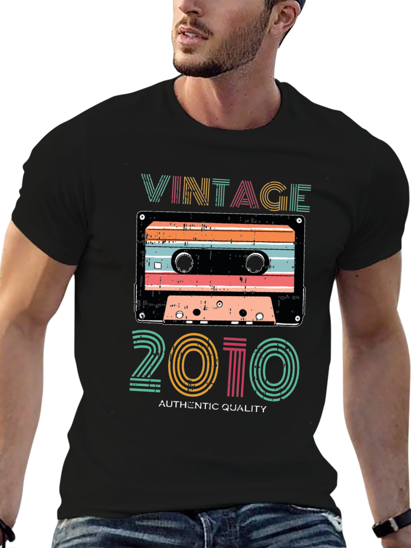 Black Vintage 2010 Cassette Tape Graphic T-Shirt view 6