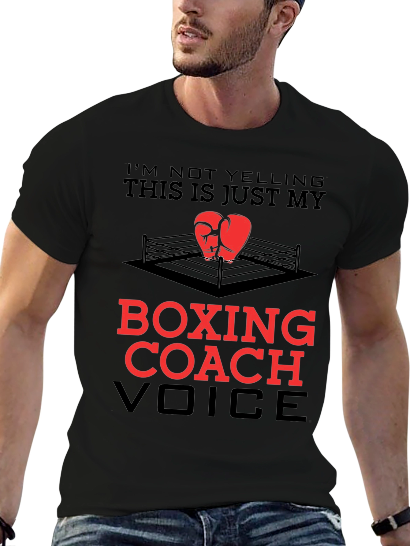 Black Boxing Coach T-Shirt - Funny Voice Tee view 6
