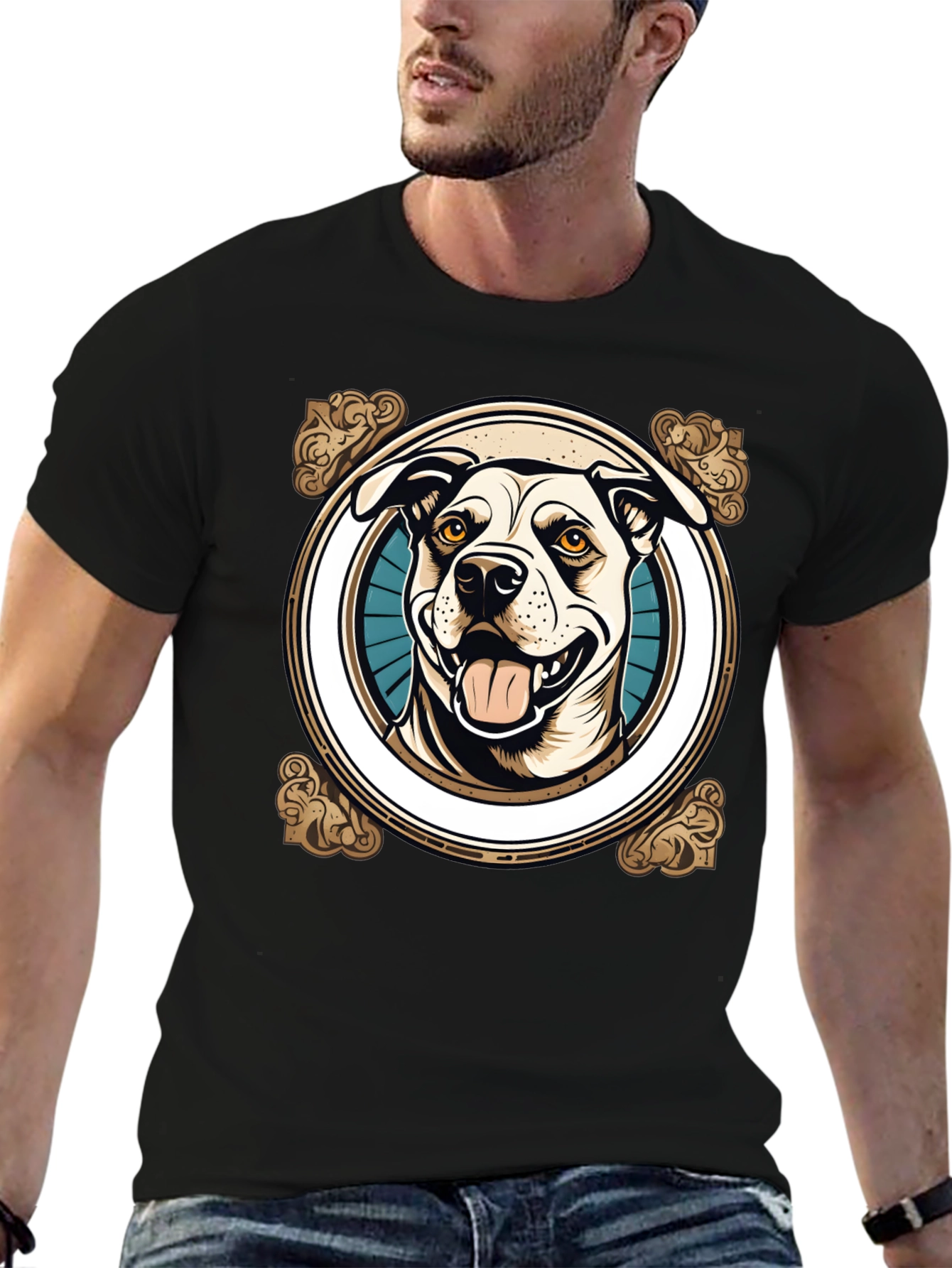 Black Dog Graphic T-Shirt -  Unisex Crew Neck view 6