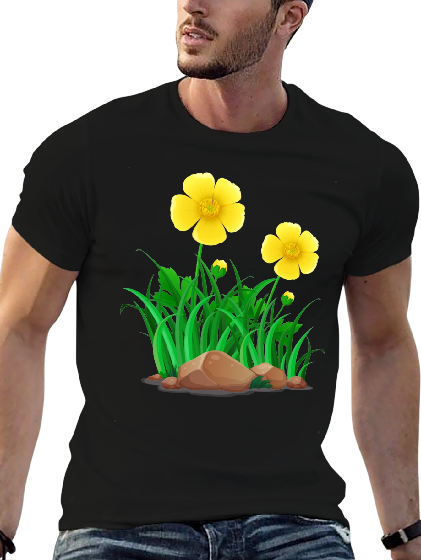 Black Floral Meadow Graphic Tee - Casual Style view 6