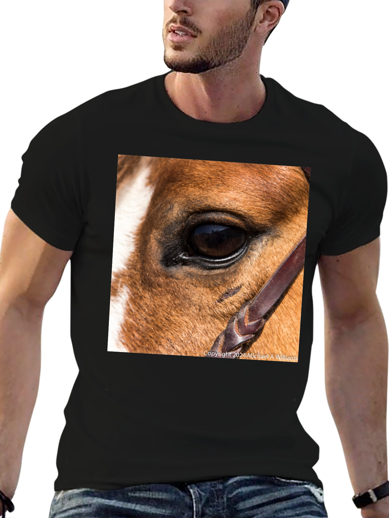 Black Horse Eye Graphic Tee - Unique Animal Lover's Shirt view 6
