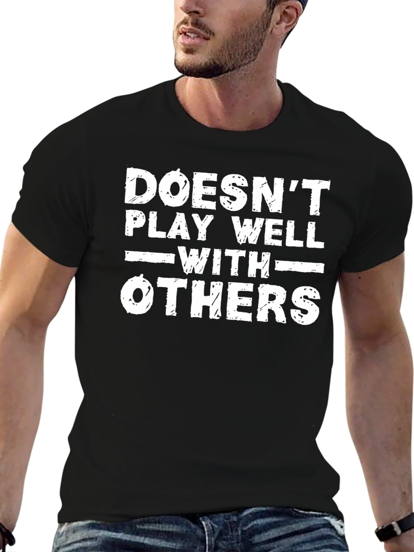 Black Funny Graphic T-Shirt - Doesn't Play Well With Others view 6